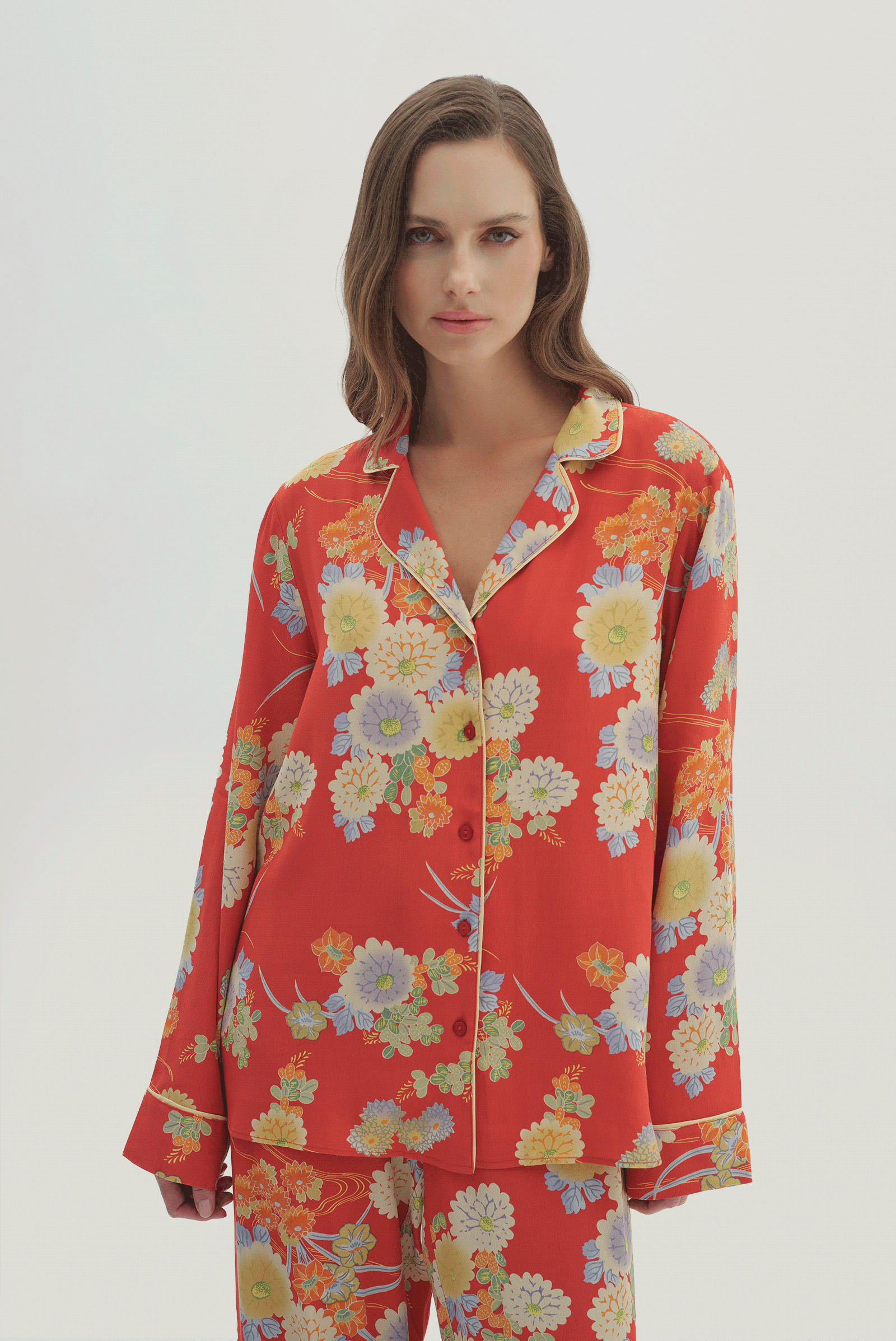 Uzun Kollu Desenli Pijama Takımı