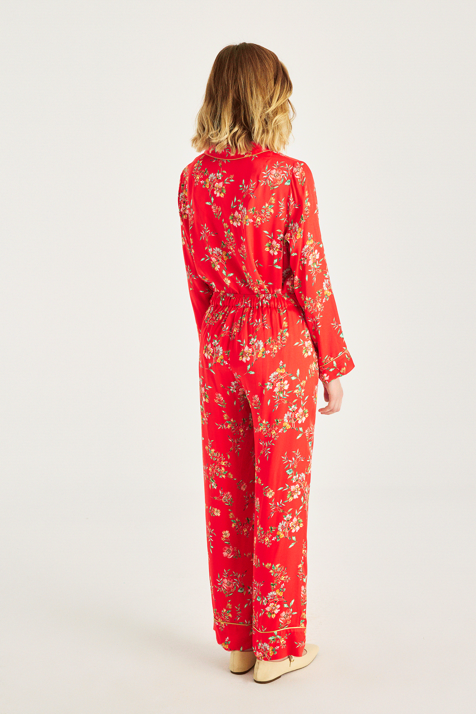 Uzun Kollu Desenli Pijama Takımı