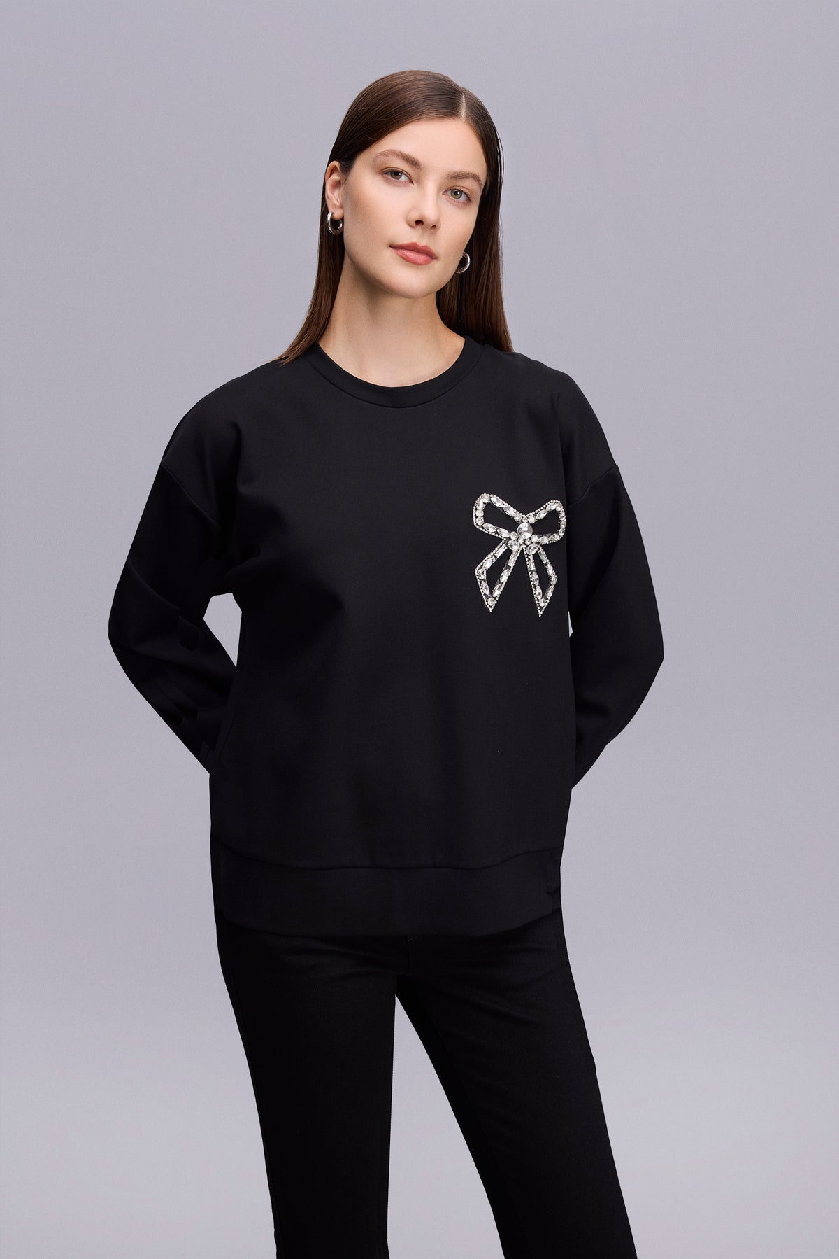 Taşlı Aksesuarlı SweatShıirt