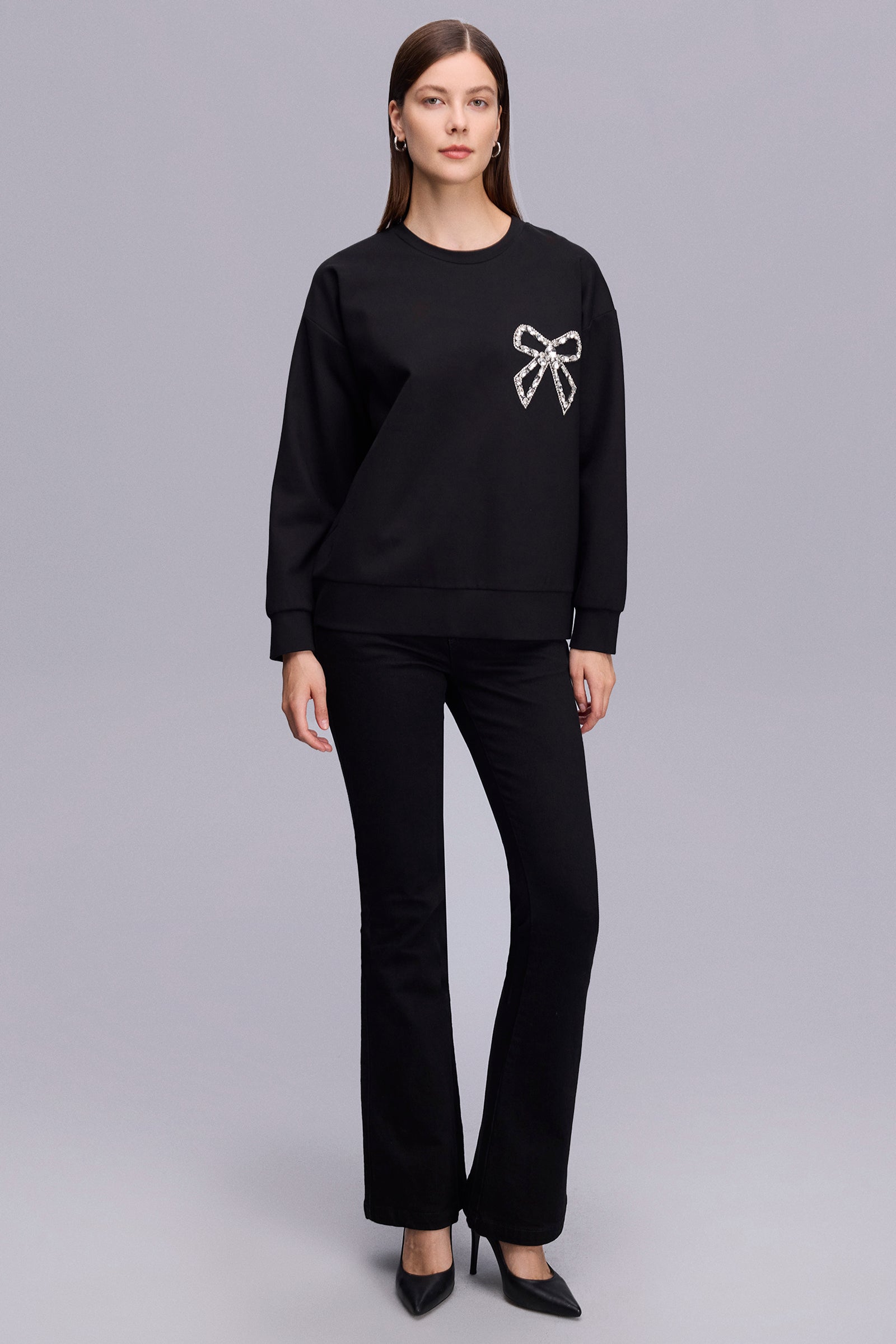 Taşlı Aksesuarlı SweatShıirt