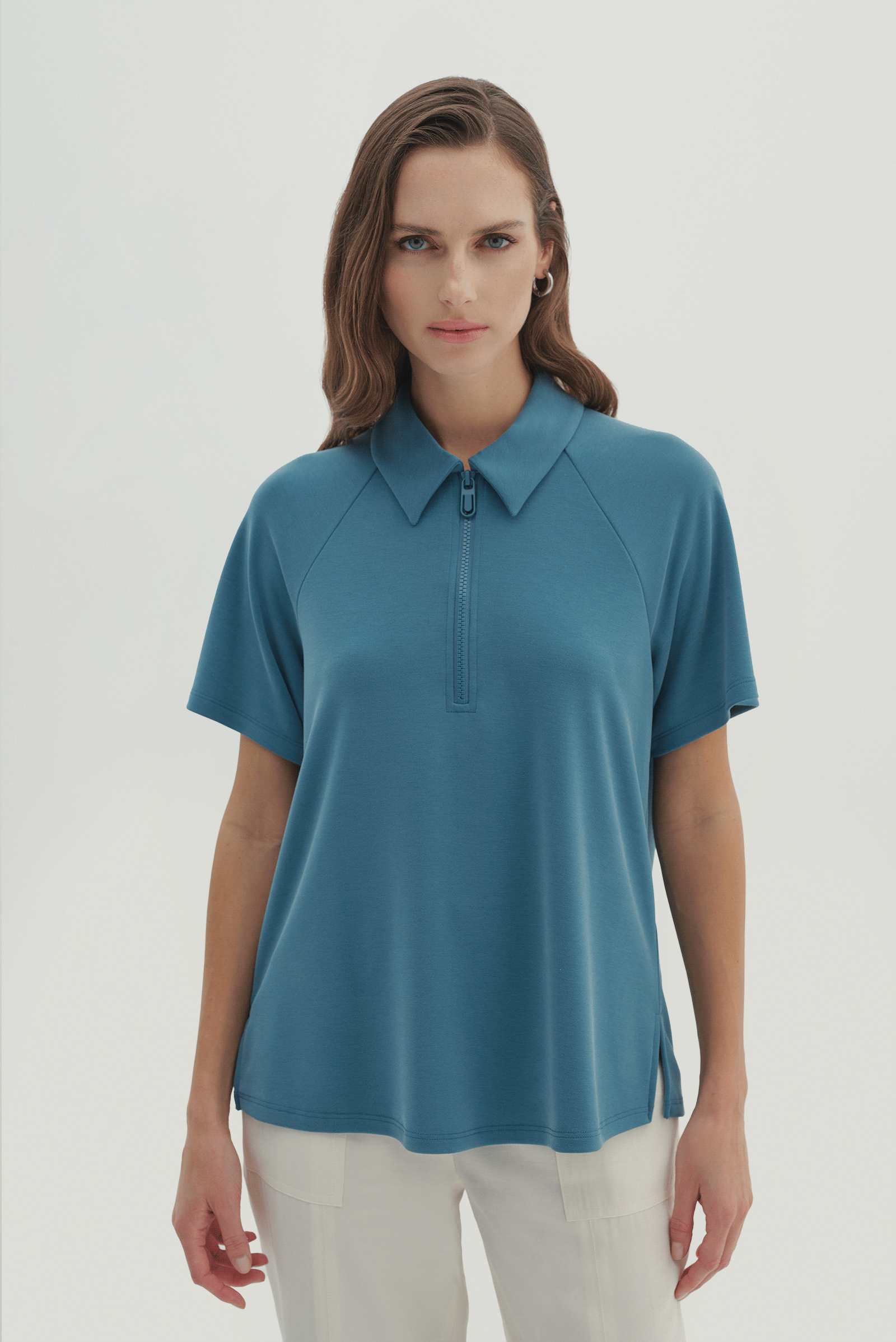 Polo Yaka Örme Bluz