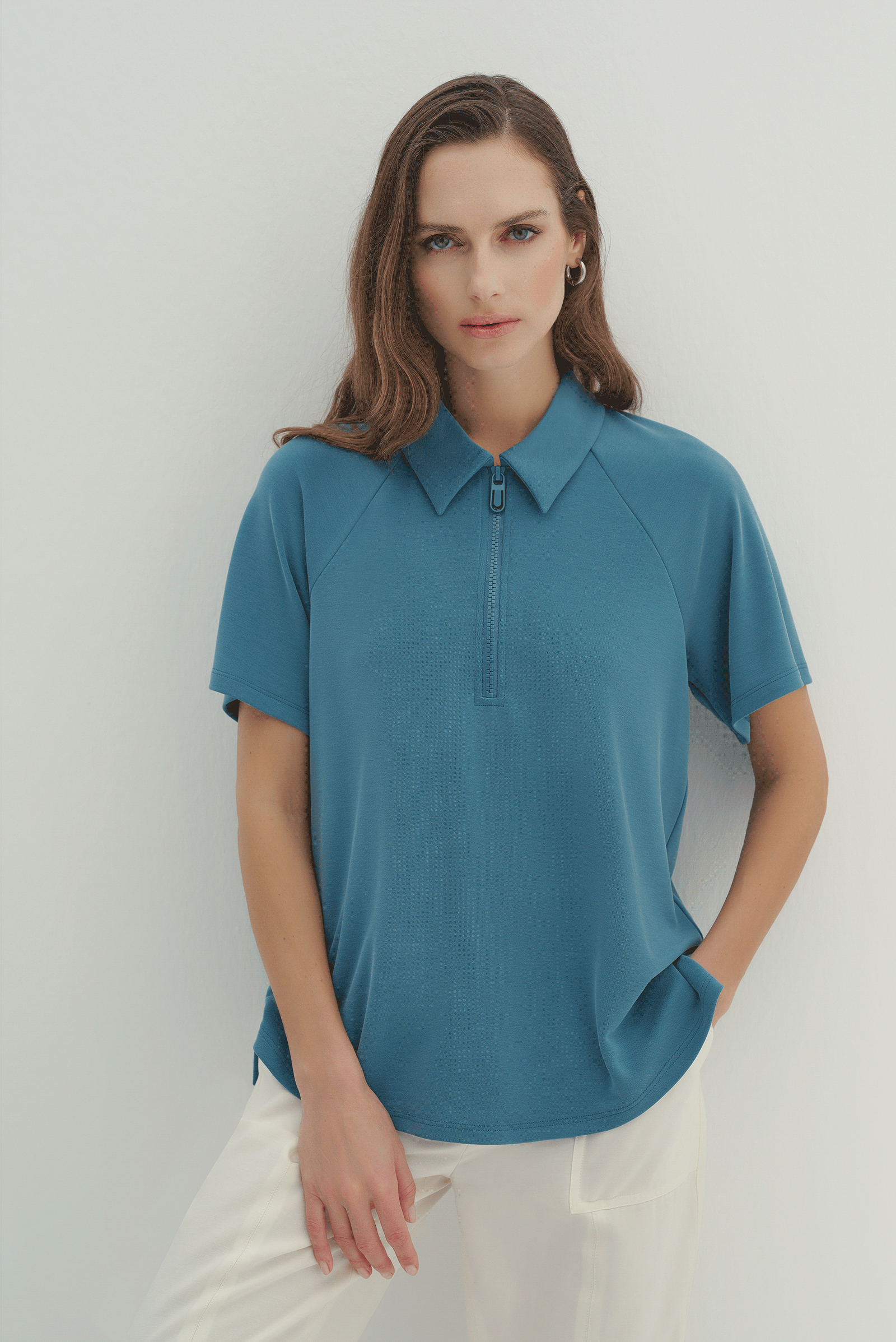 Polo Yaka Örme Bluz