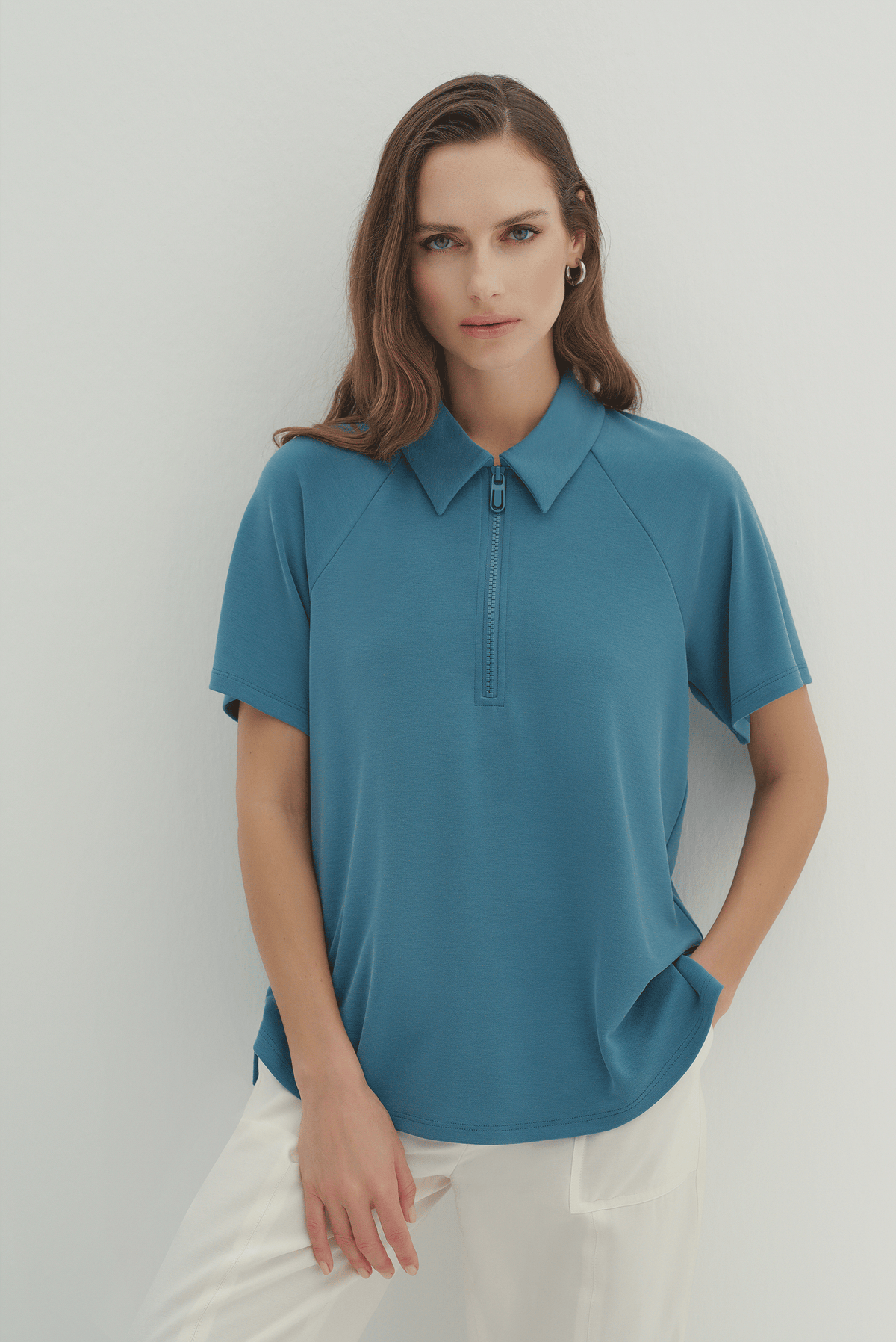 Polo Yaka Örme Bluz