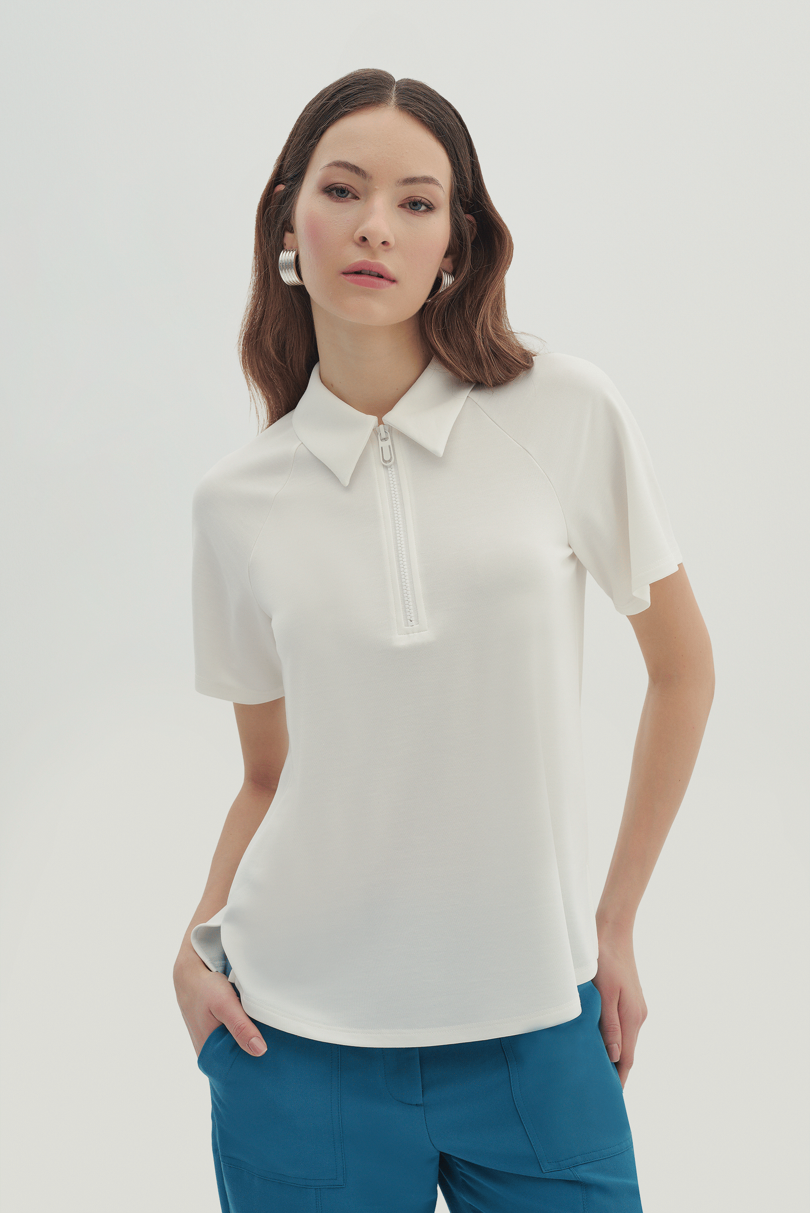 Polo Yaka Örme Bluz