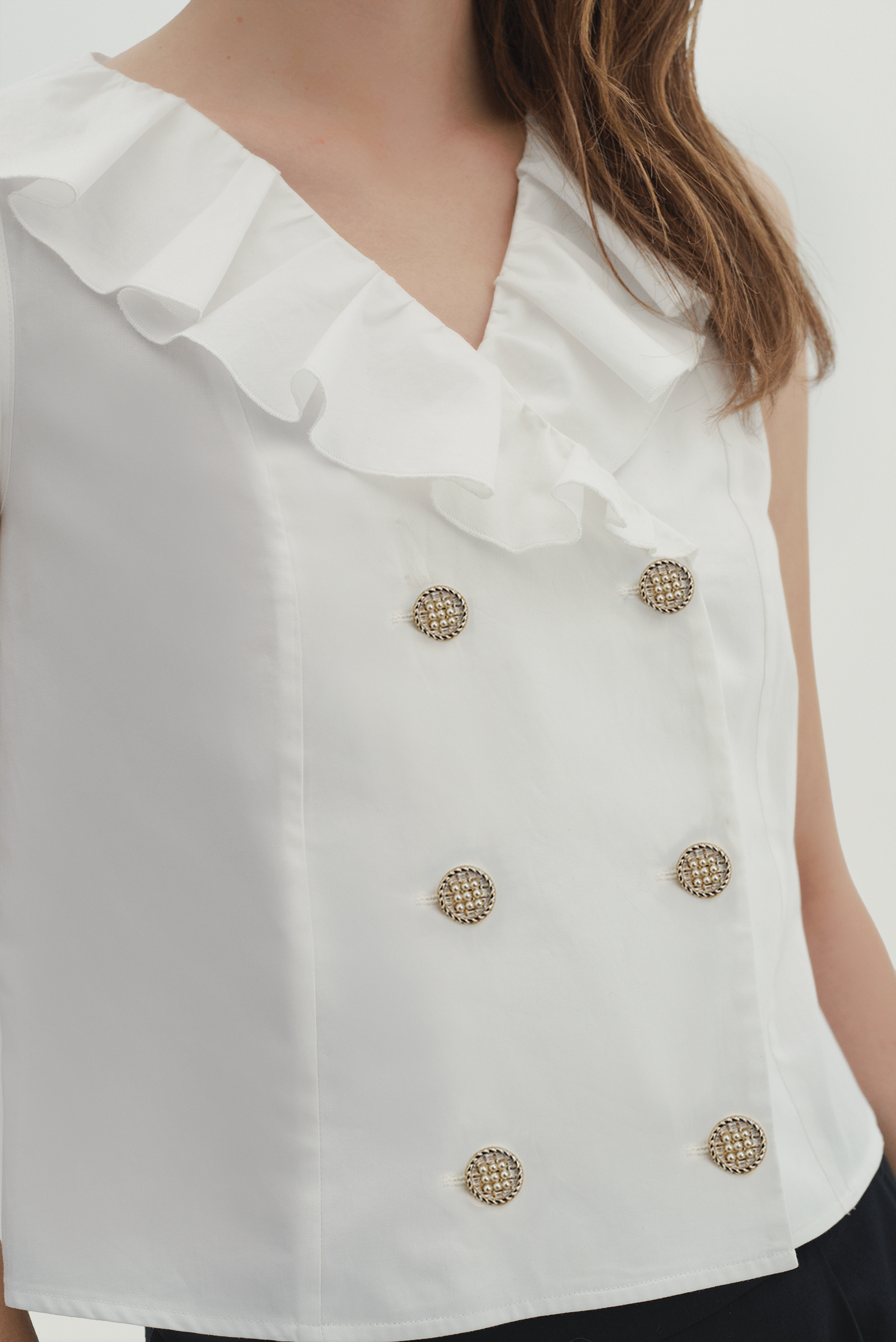 Fırfırlı Kruvaze Yakalı Bluz