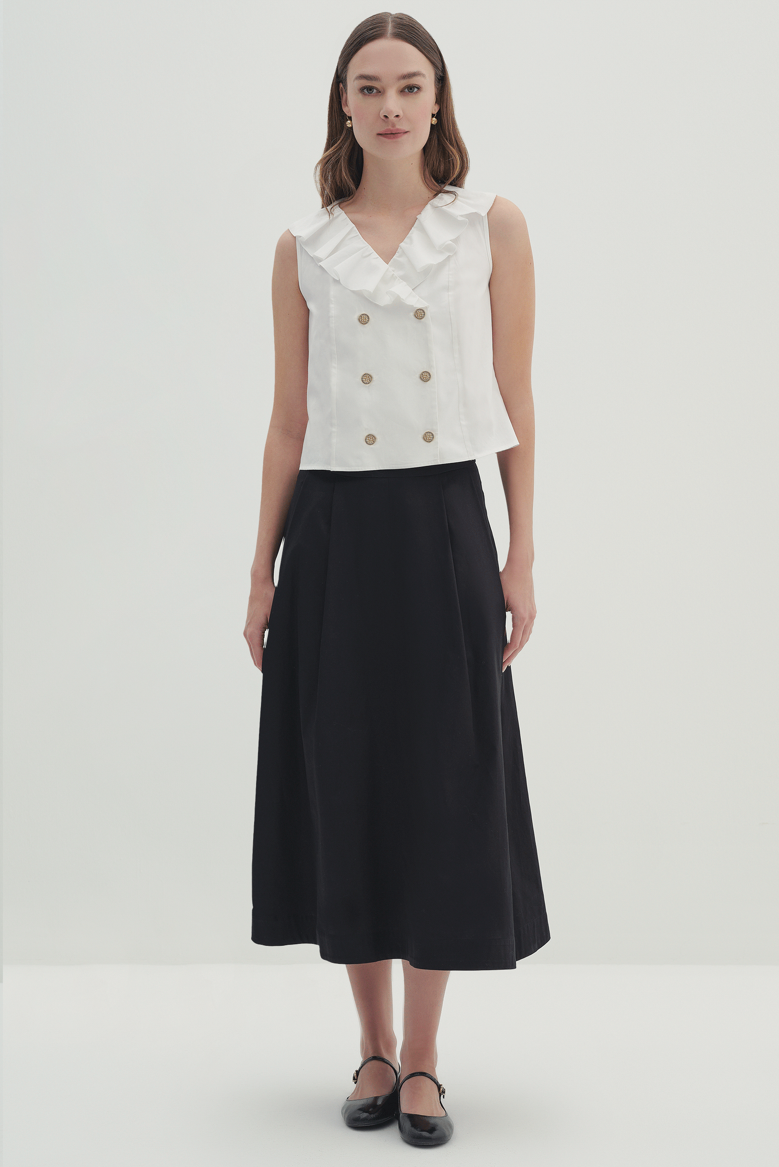 Fırfırlı Kruvaze Yakalı Bluz