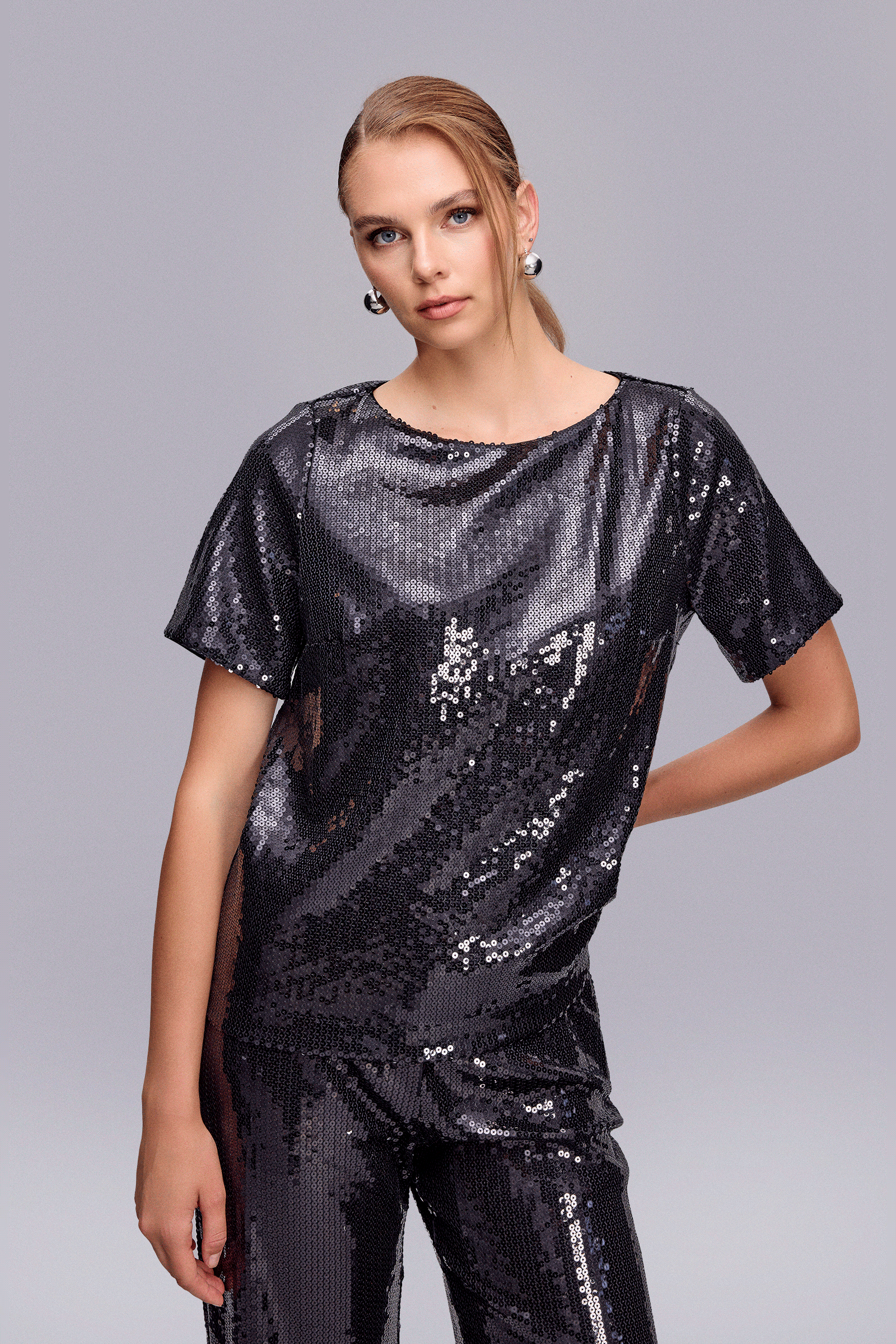 Yarım Kollu Payet Bluz