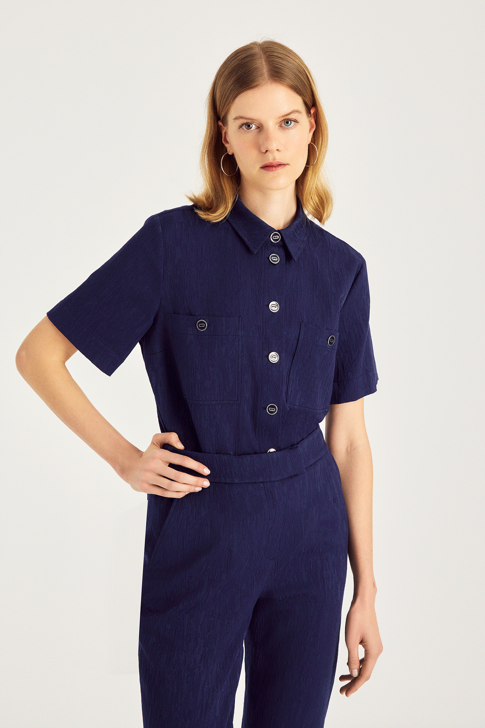 Kısa Kollu Dokulu Gömlek