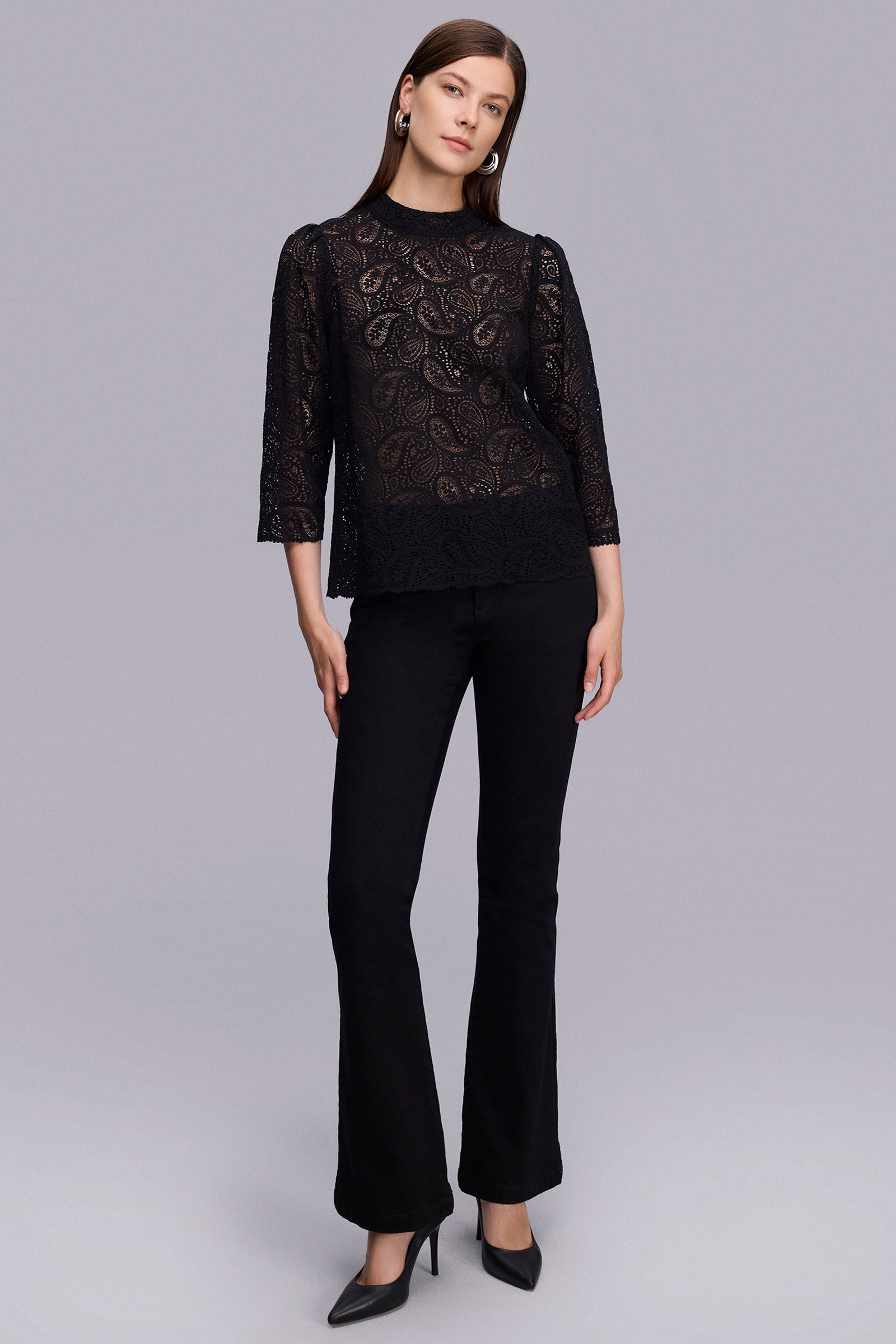 Dik Yaka Truvakar Kol Dantel Bluz