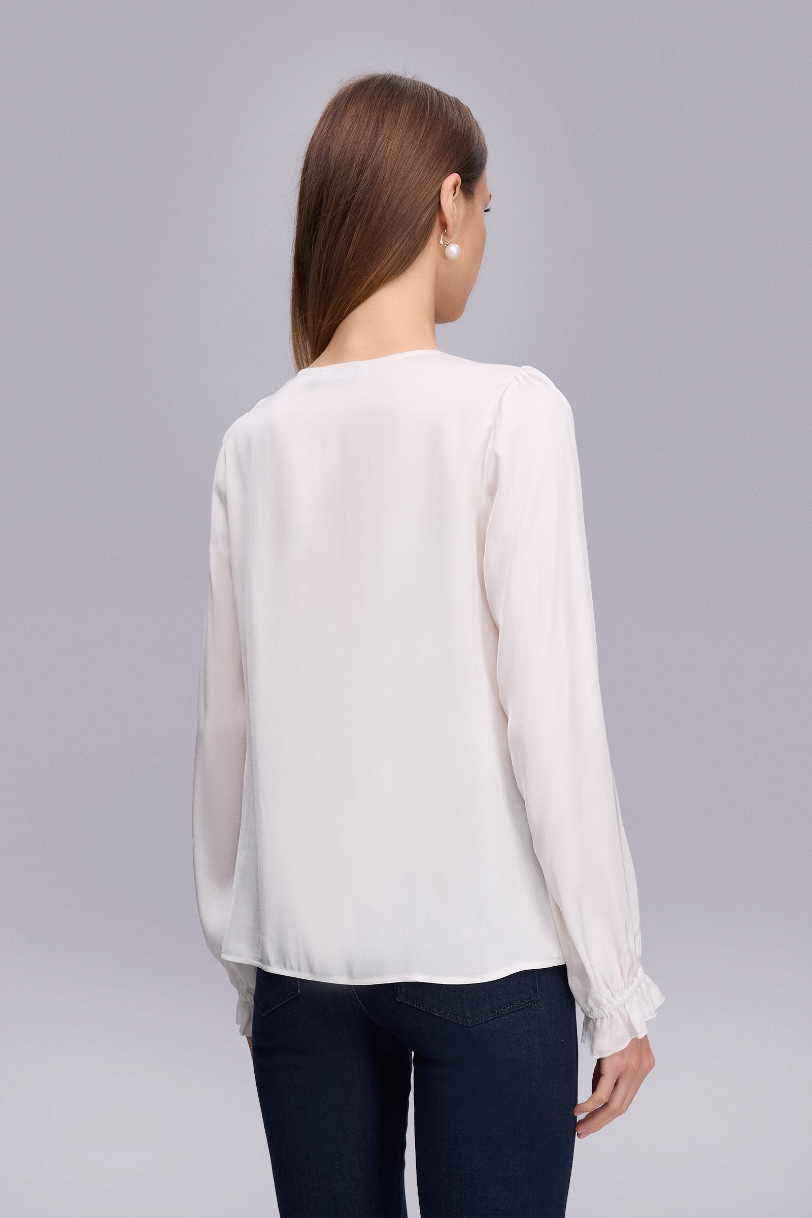 Fırfır Detaylı Saten Bluz