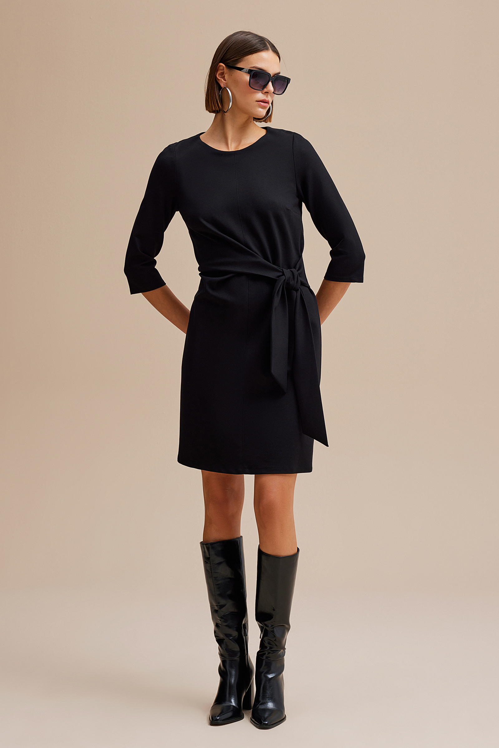 Bağlama Detaylı Örme Elbise