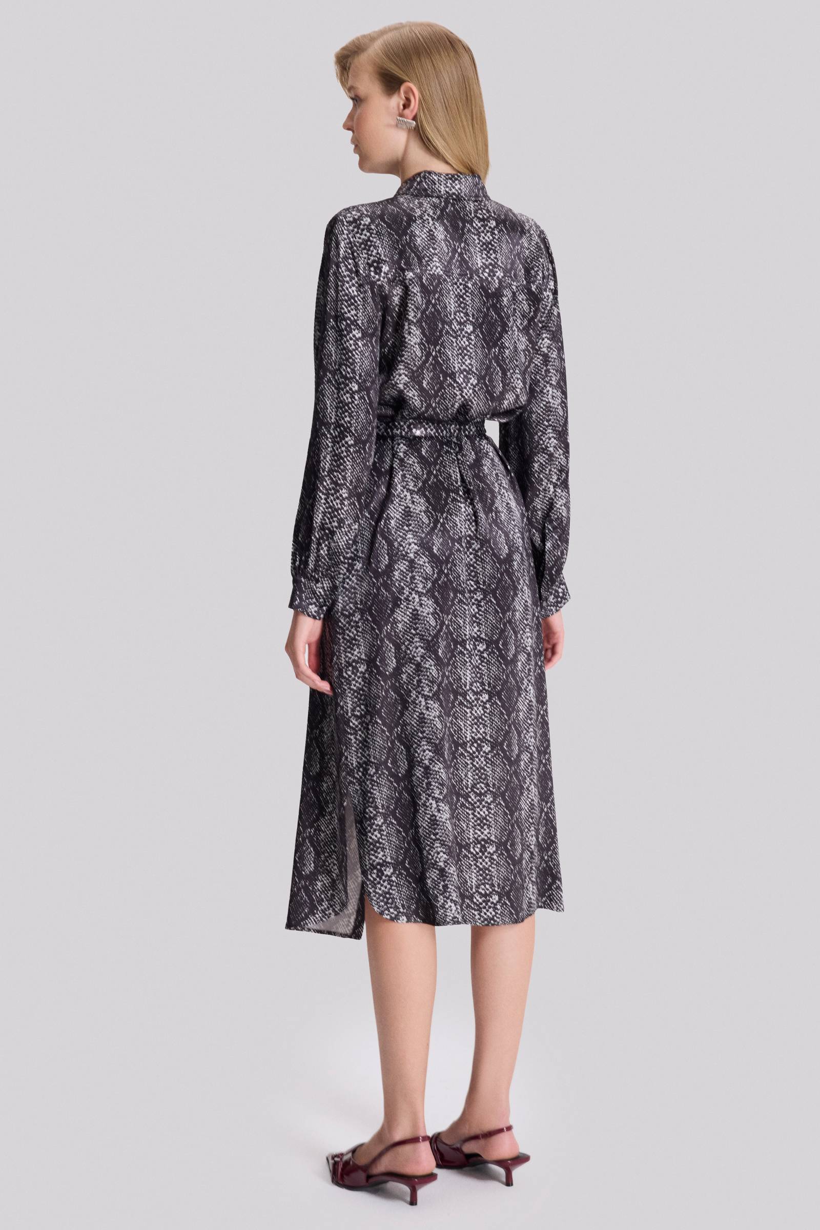 Yılan Desen Gömlek Elbise