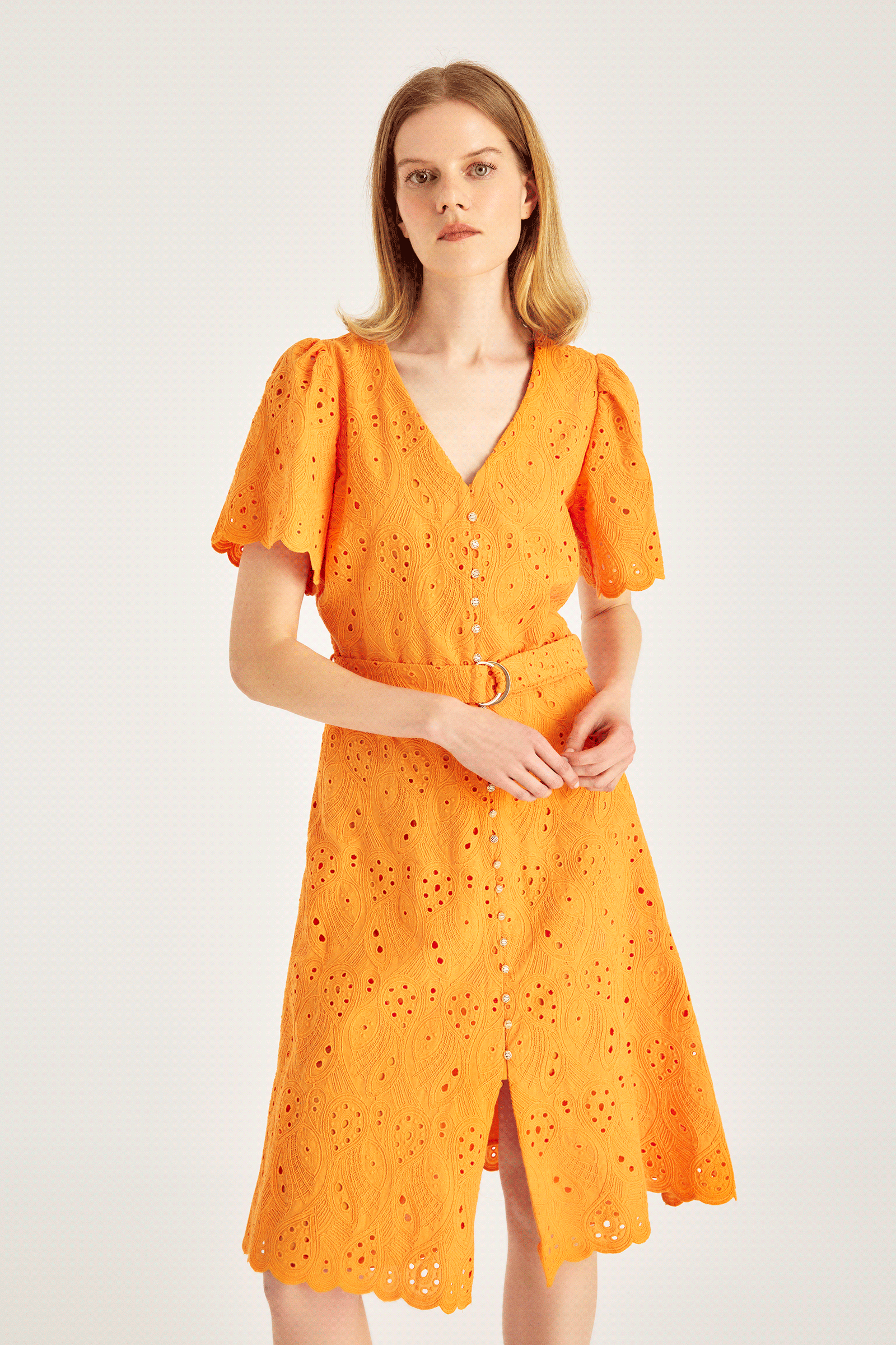 Kemerli Kloş Brode Elbise