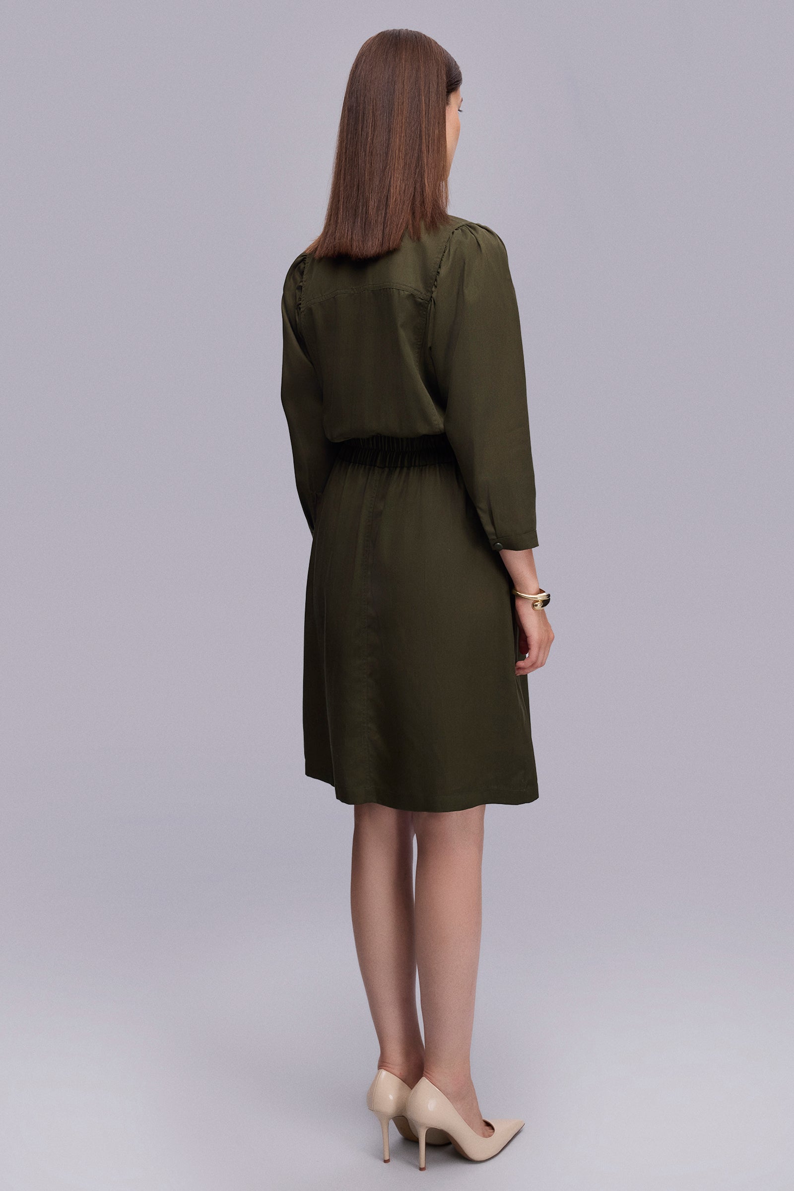 Çıtçıtlı Truvakar Kol Elbise