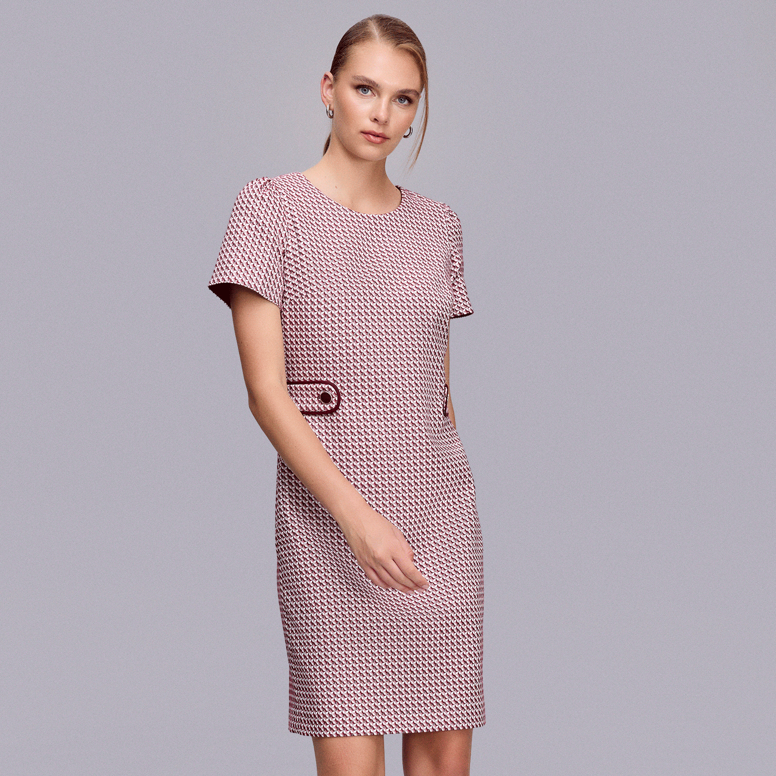 Yarım Kollu Jakarlı Elbise