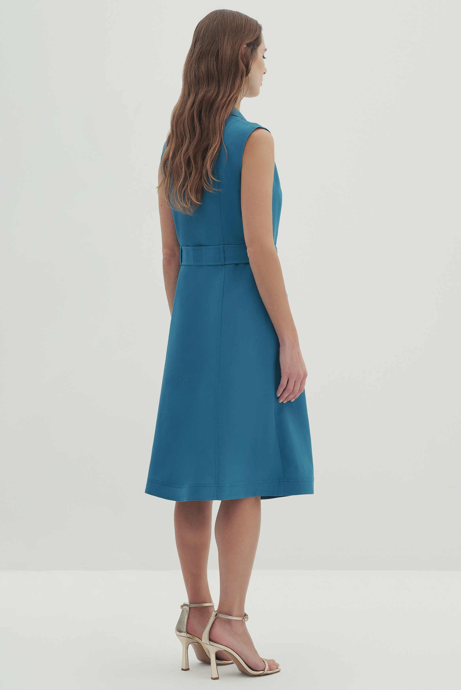 Kemerli Ve Cepli Midi Boy Elbise