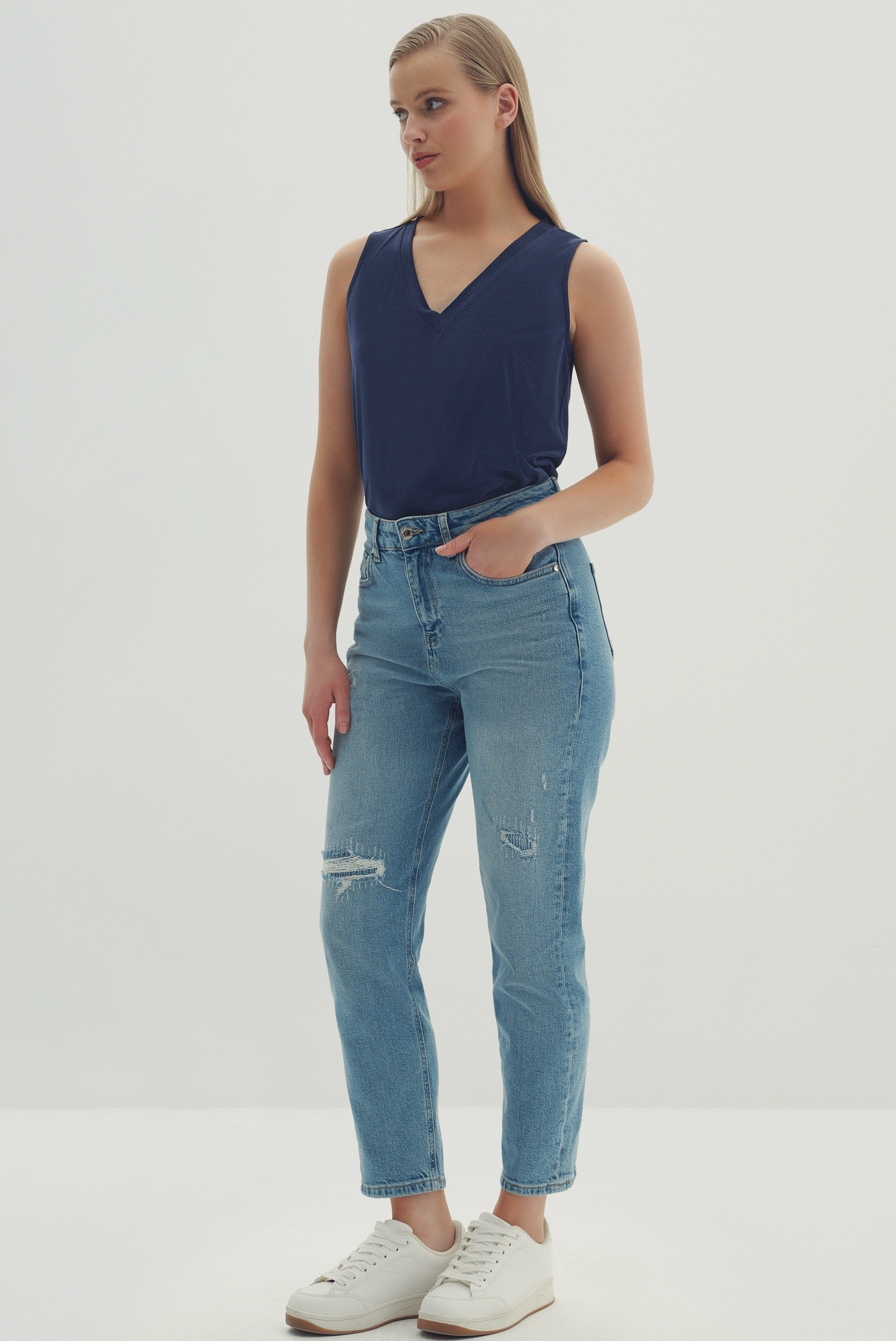 Düz Kesim Denim Pantolon