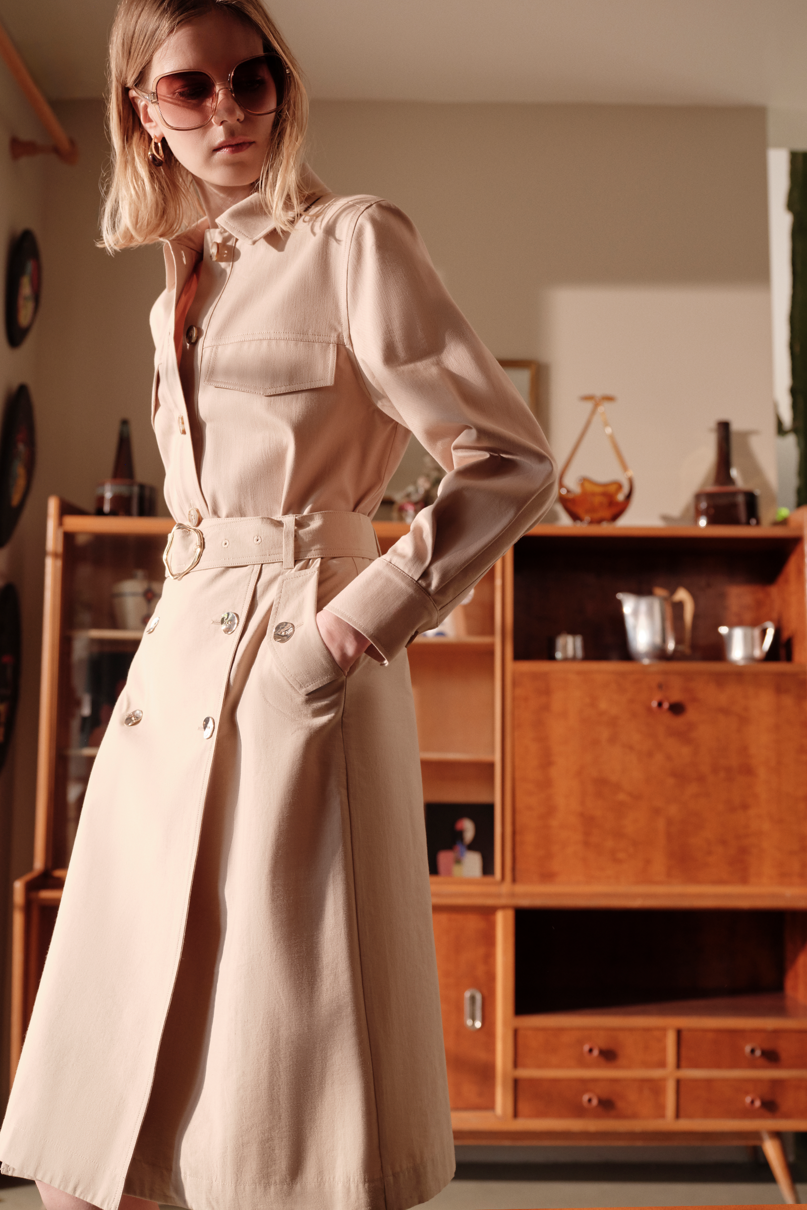 Düğme Detaylı Pileli Midi Boy Etek