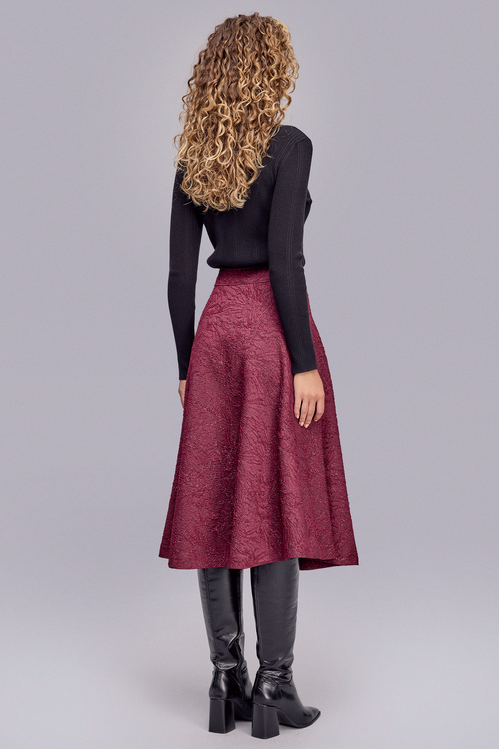 Midi Boy Dokulu Etek