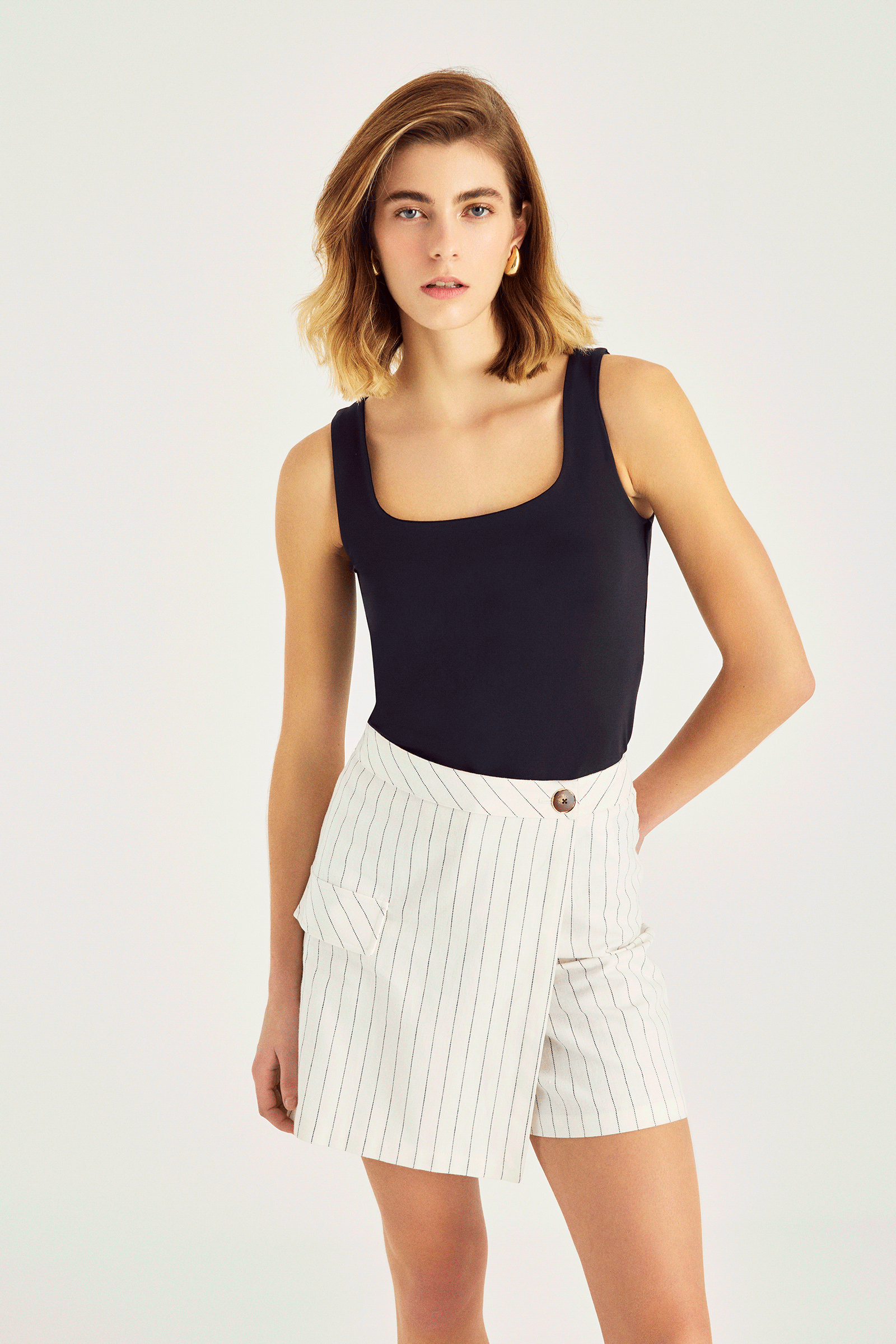 Keten Karışımlı Şort Etek