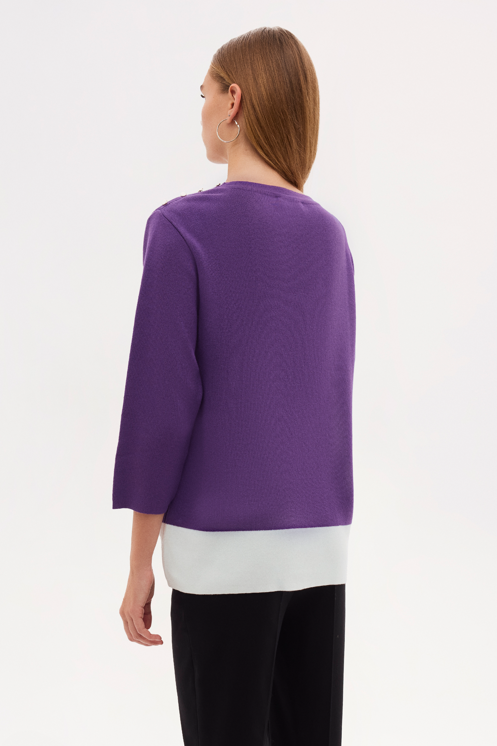 Kontrast Detaylı Truvakar Kol Triko Bluz