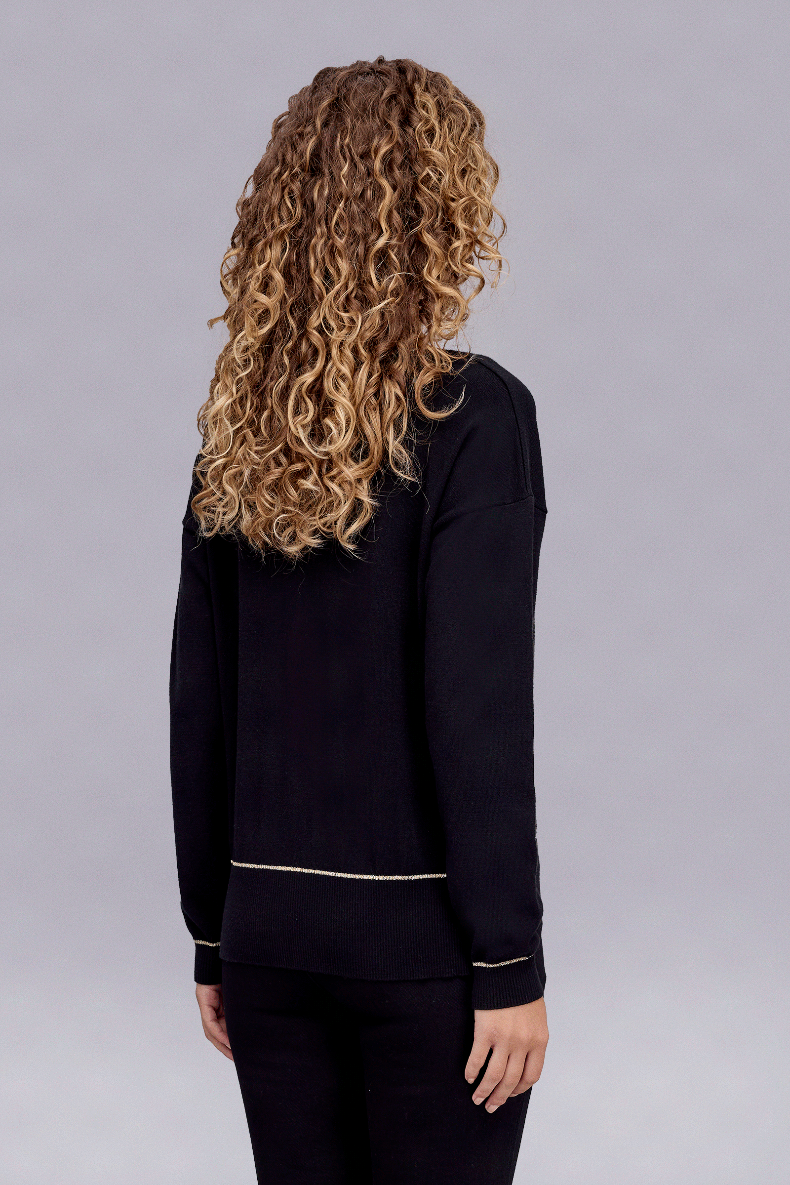 Kontrast Çizgili Triko Bluz