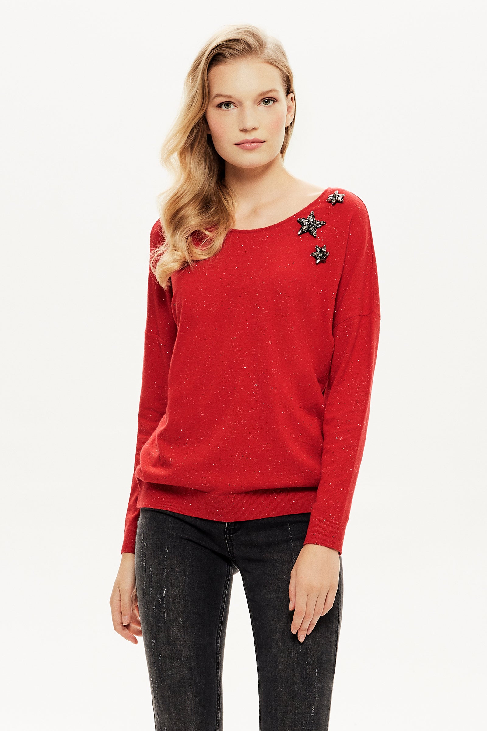 Yıldızlı Sırt Detaylı Triko Bluz