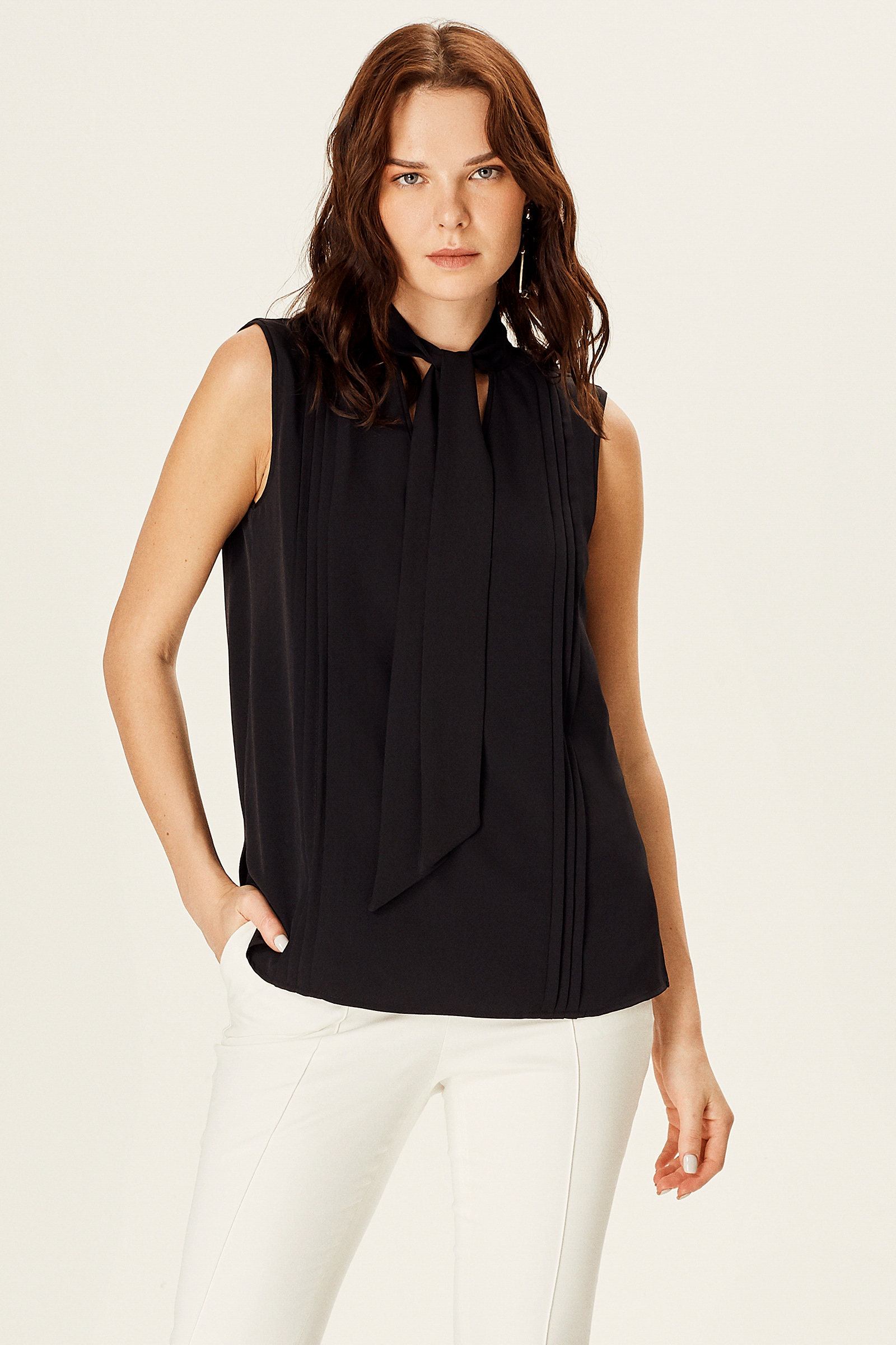 Bağlama Detaylı Nervürlü Bluz