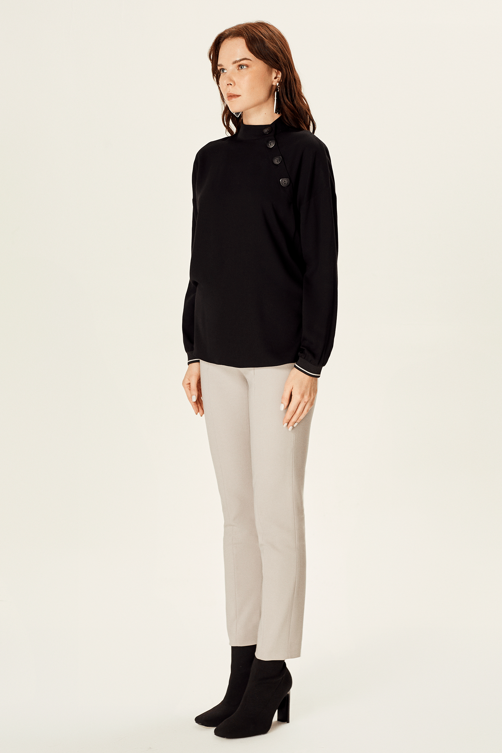 Balıkçı Yaka Düğmeli Bluz