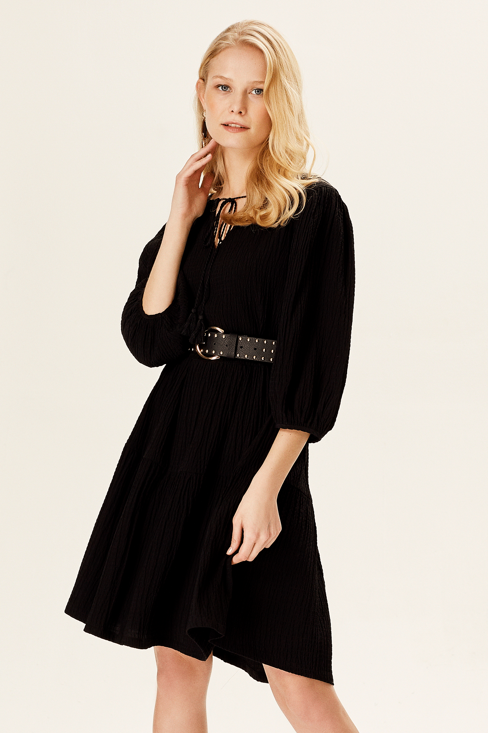 Balon Kollu Geniş Kesim Elbise