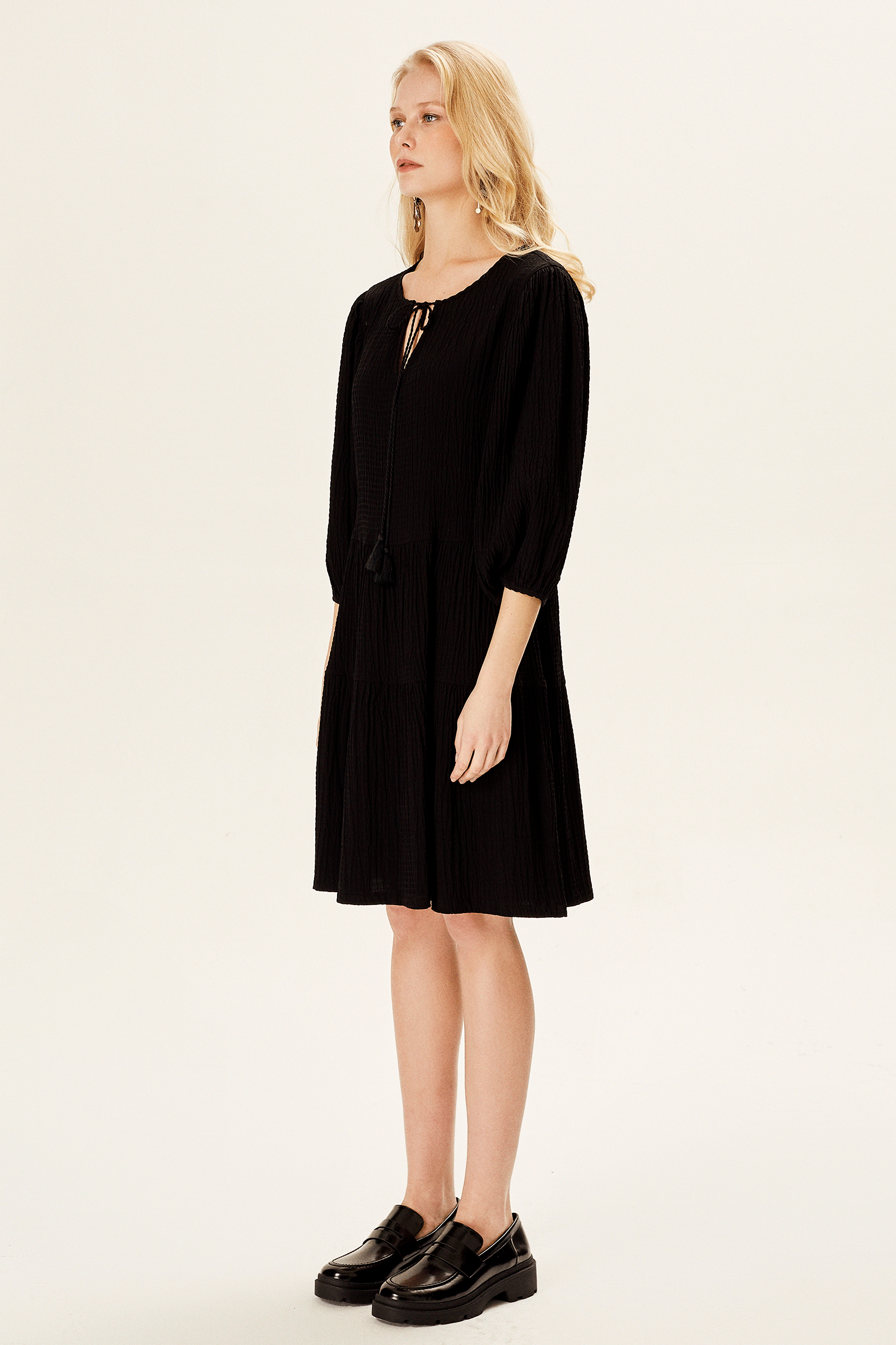 Balon Kollu Geniş Kesim Elbise