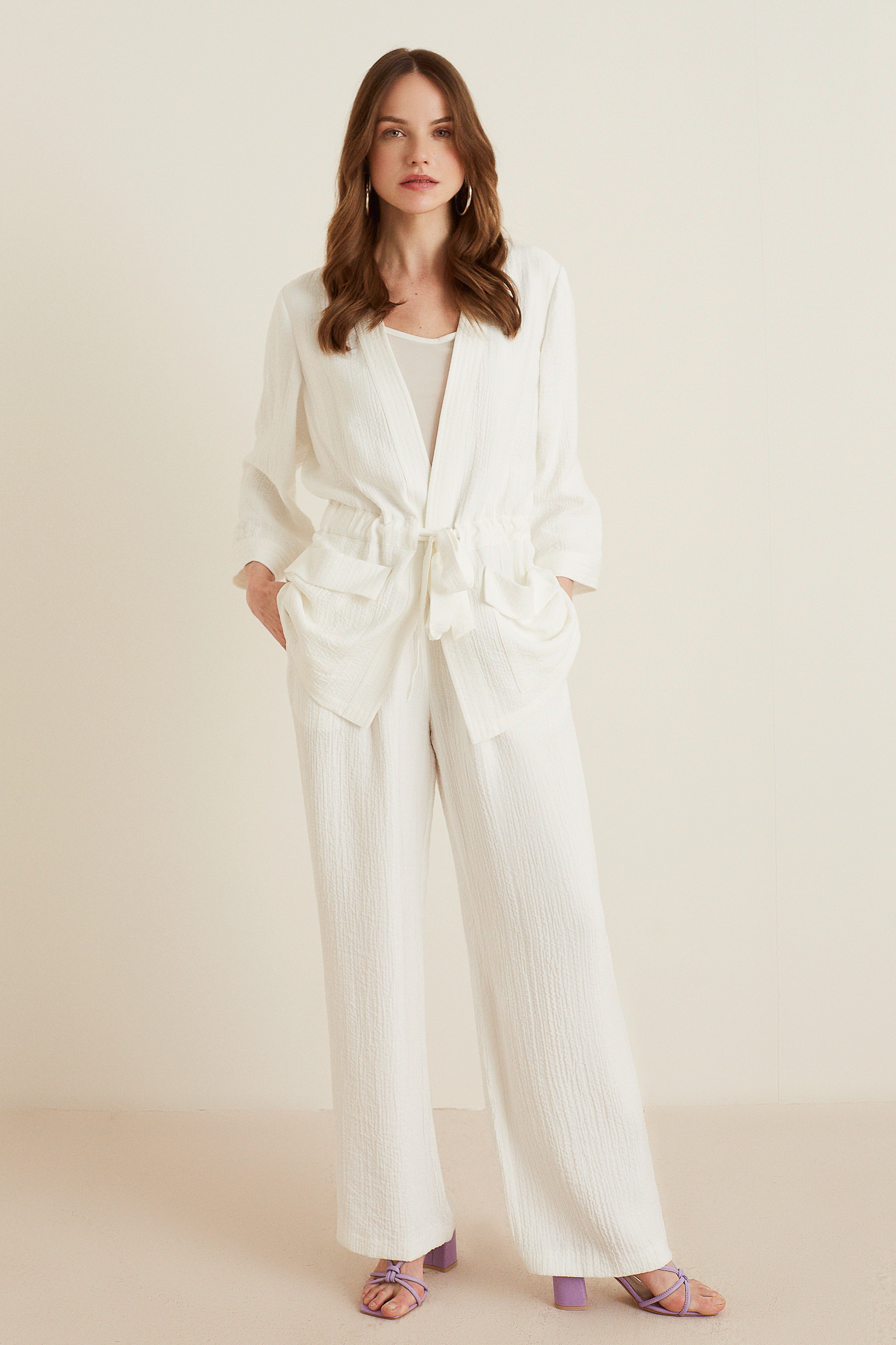 Truvakar Kol Kuşaklı Kimono Ceket