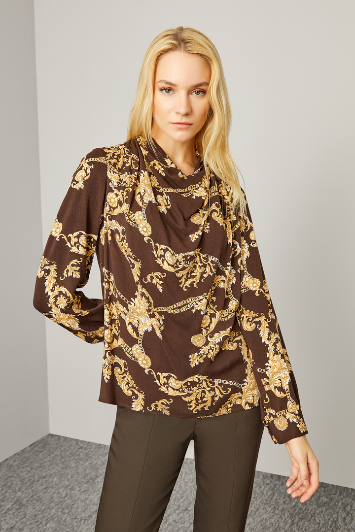 Degaje Yaka Desenli Bluz