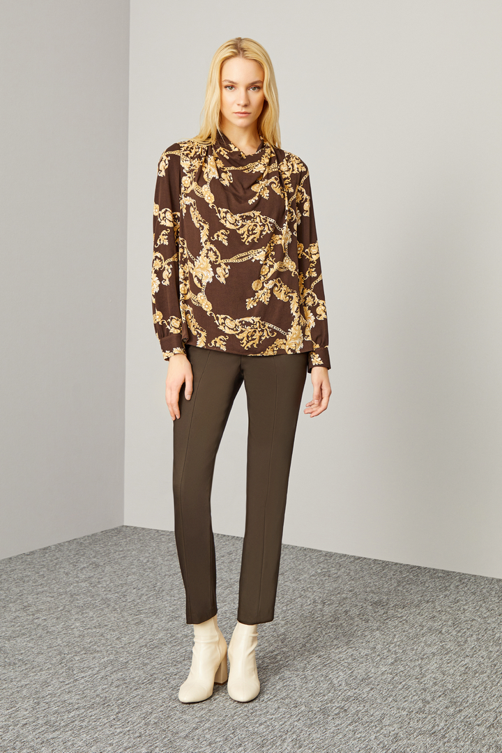 Degaje Yaka Desenli Bluz