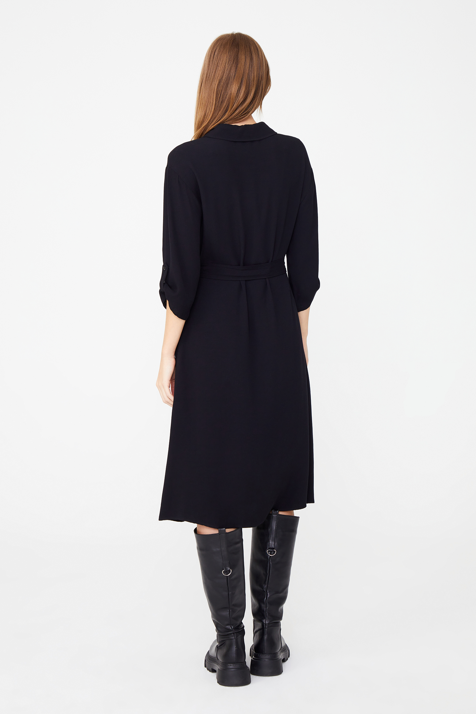 Apoletli Diz Boy Gömlek Elbise