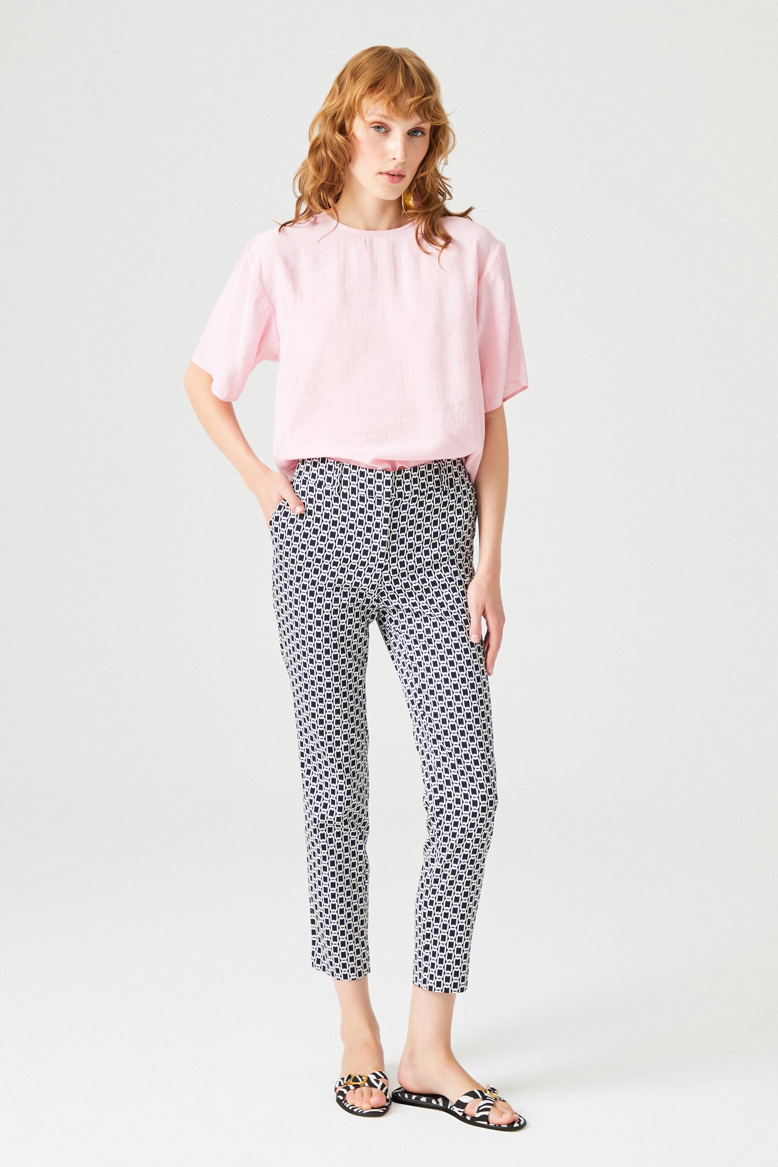 Desenli Bilek Boy Pantolon