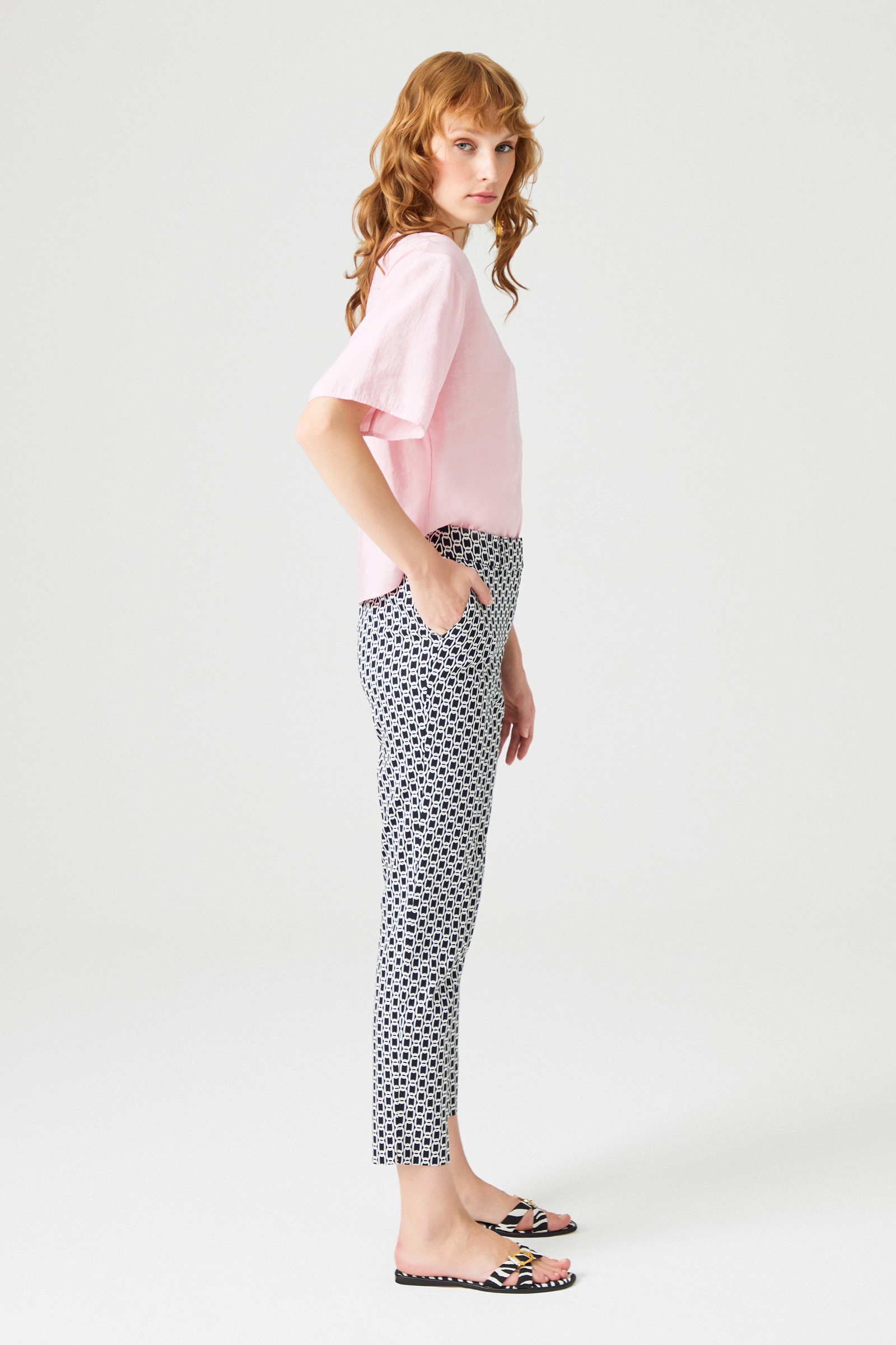 Desenli Bilek Boy Pantolon