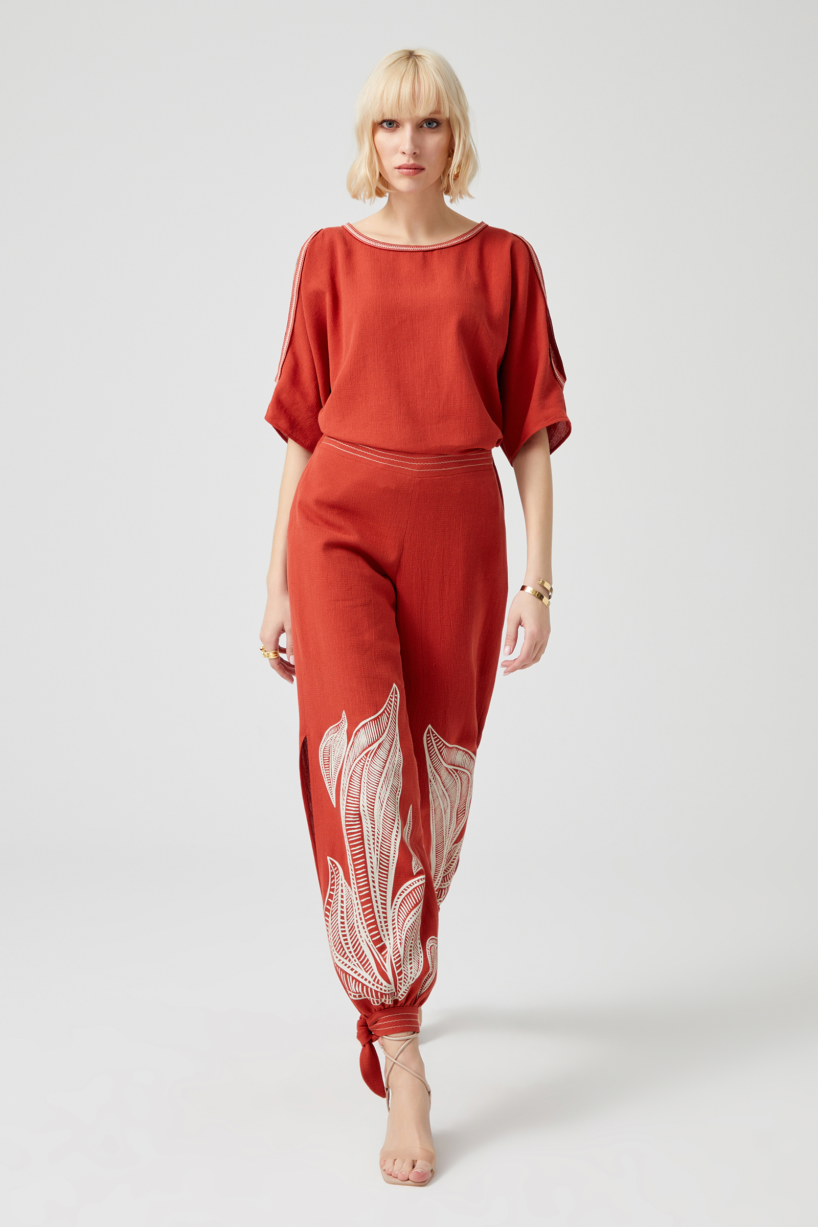 Baskılı Doğal Şalvar Pantolon