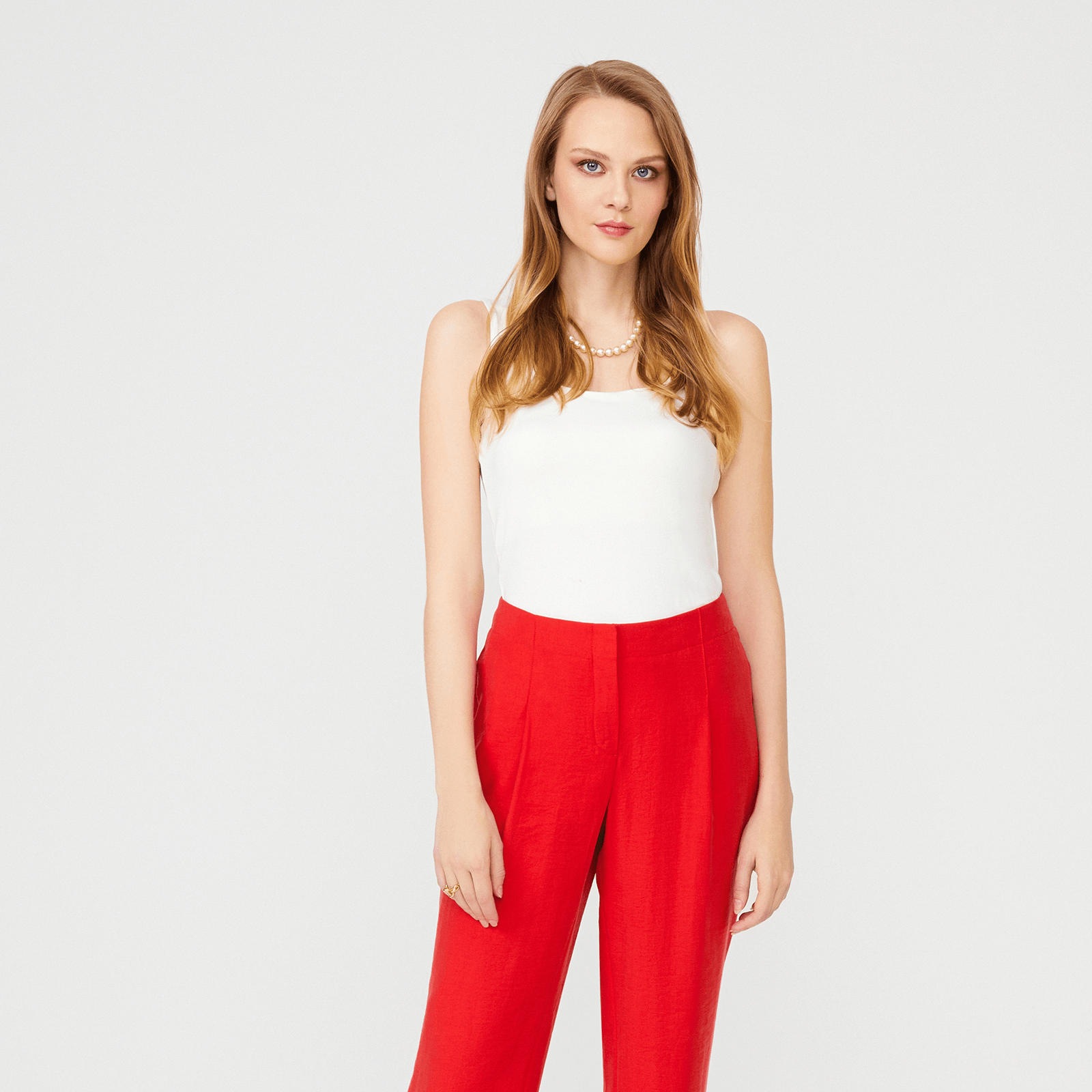 Pile Detaylı Boru Paça Pantolon