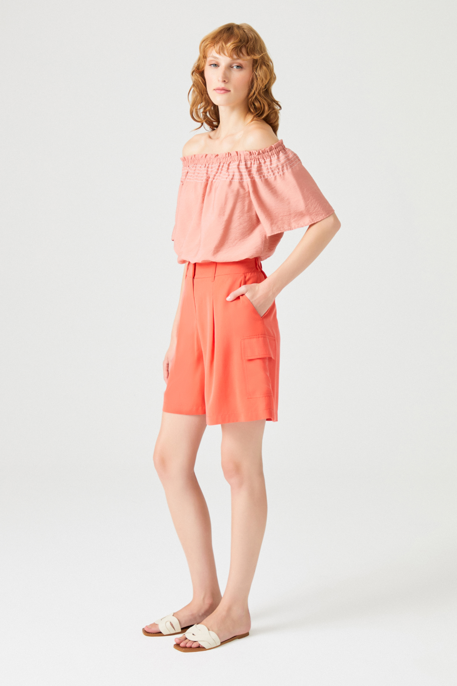 Kargo Cepli Tencel Şort