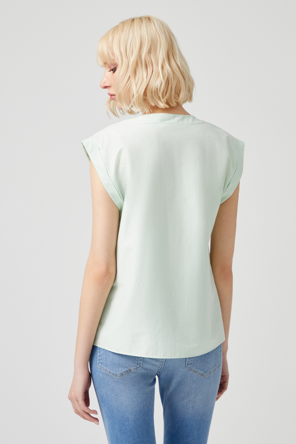Fermuarlı Poplin Bluz