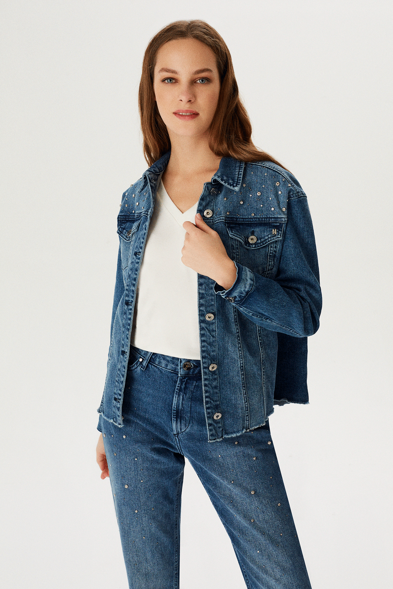 Taşlı Denim Ceket