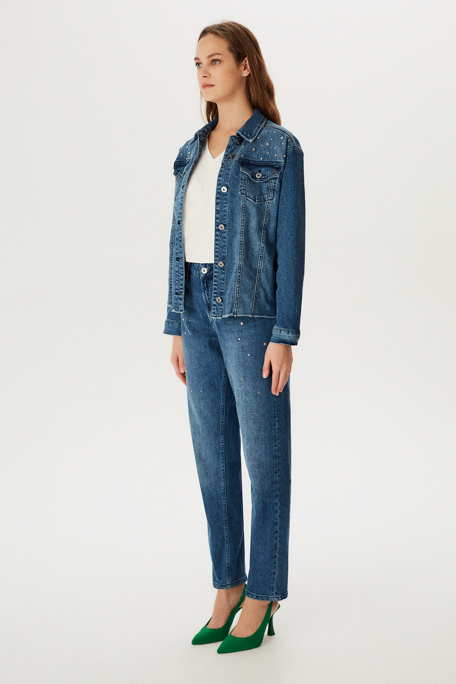 Taşlı Denim Ceket