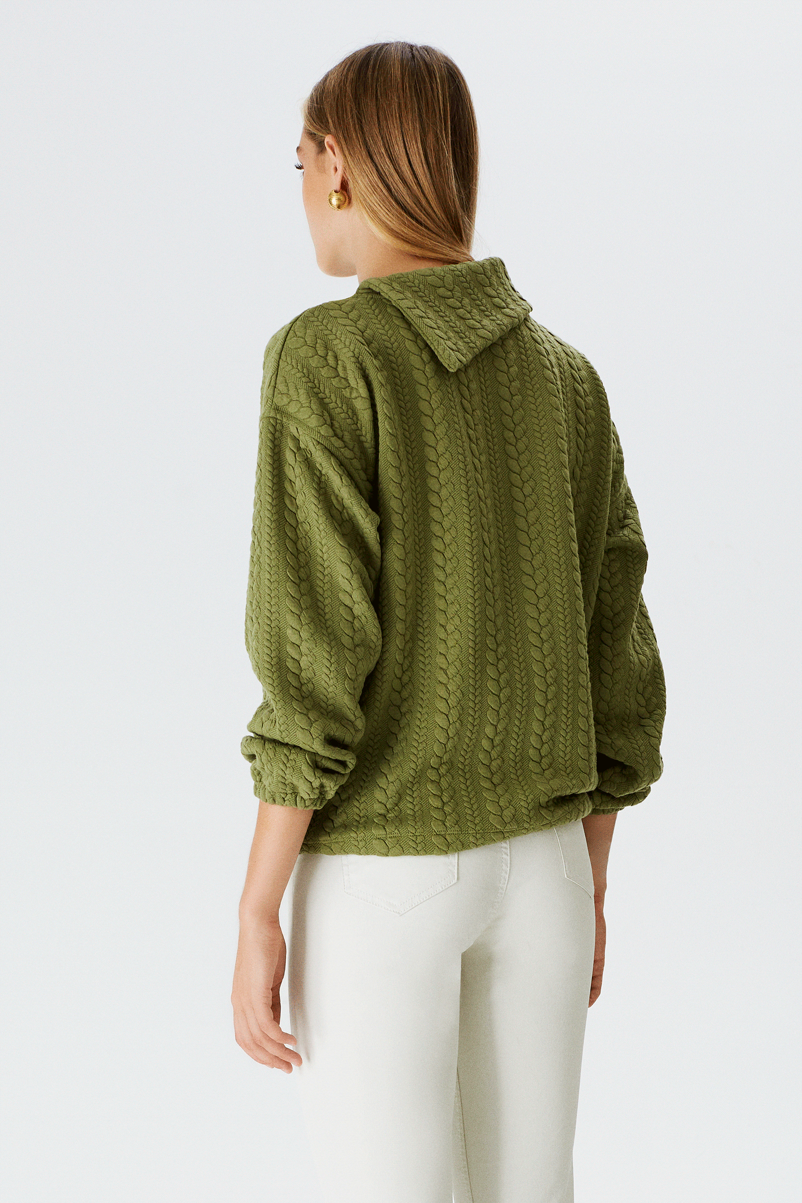 Asimetrik Yaka Kapitone Sweatshirt