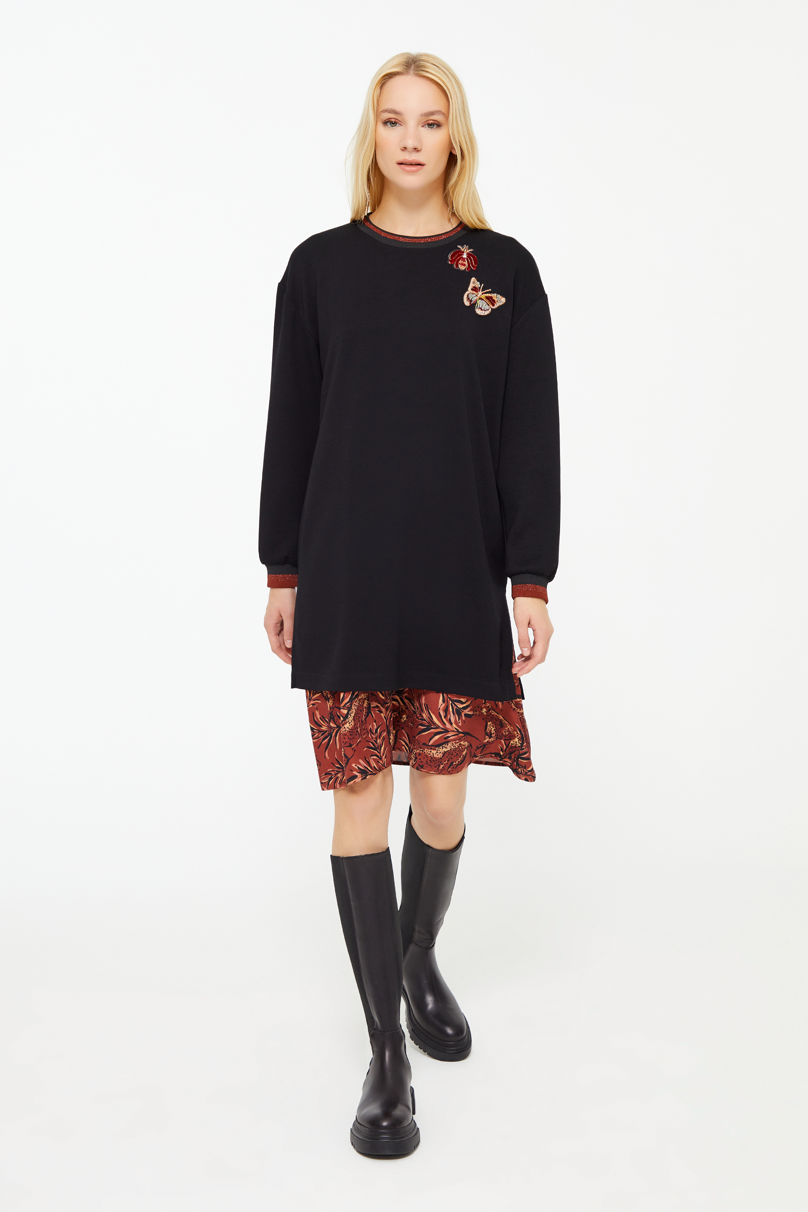 Arma Detaylı Tunik Boy Sweatshirt