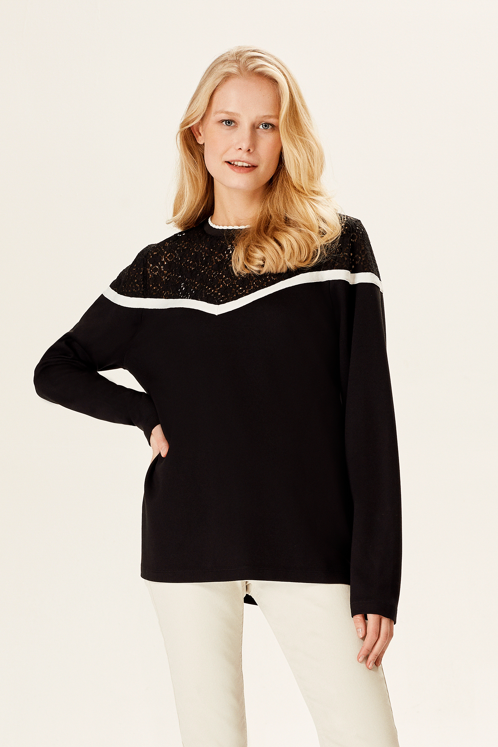Dantel Detaylı Sweatshirt