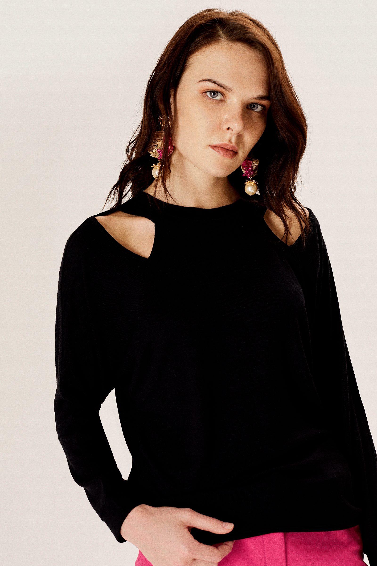 Pencere Detaylı Triko Bluz