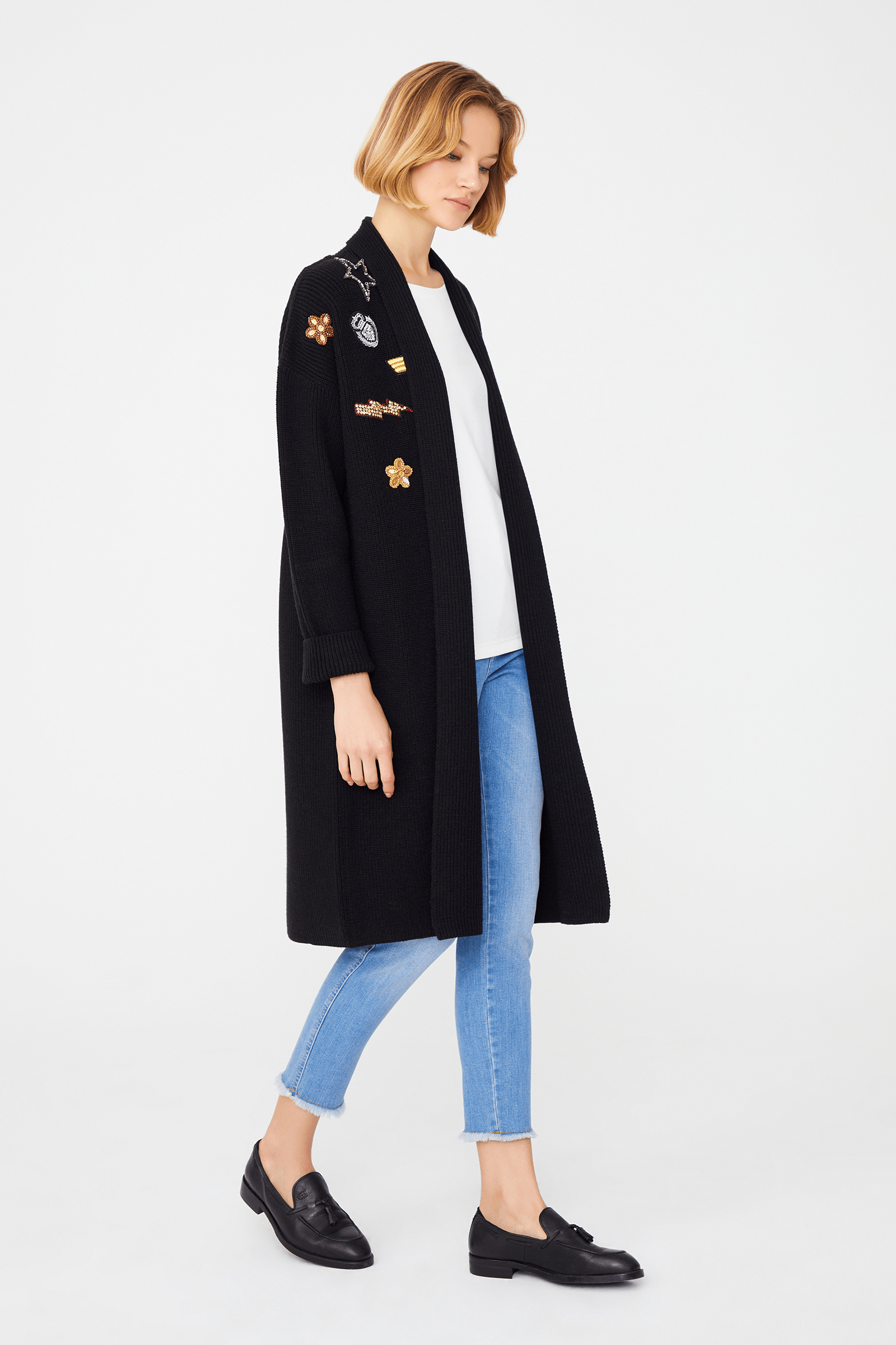 Arma Detaylı Uzun Triko Hırka