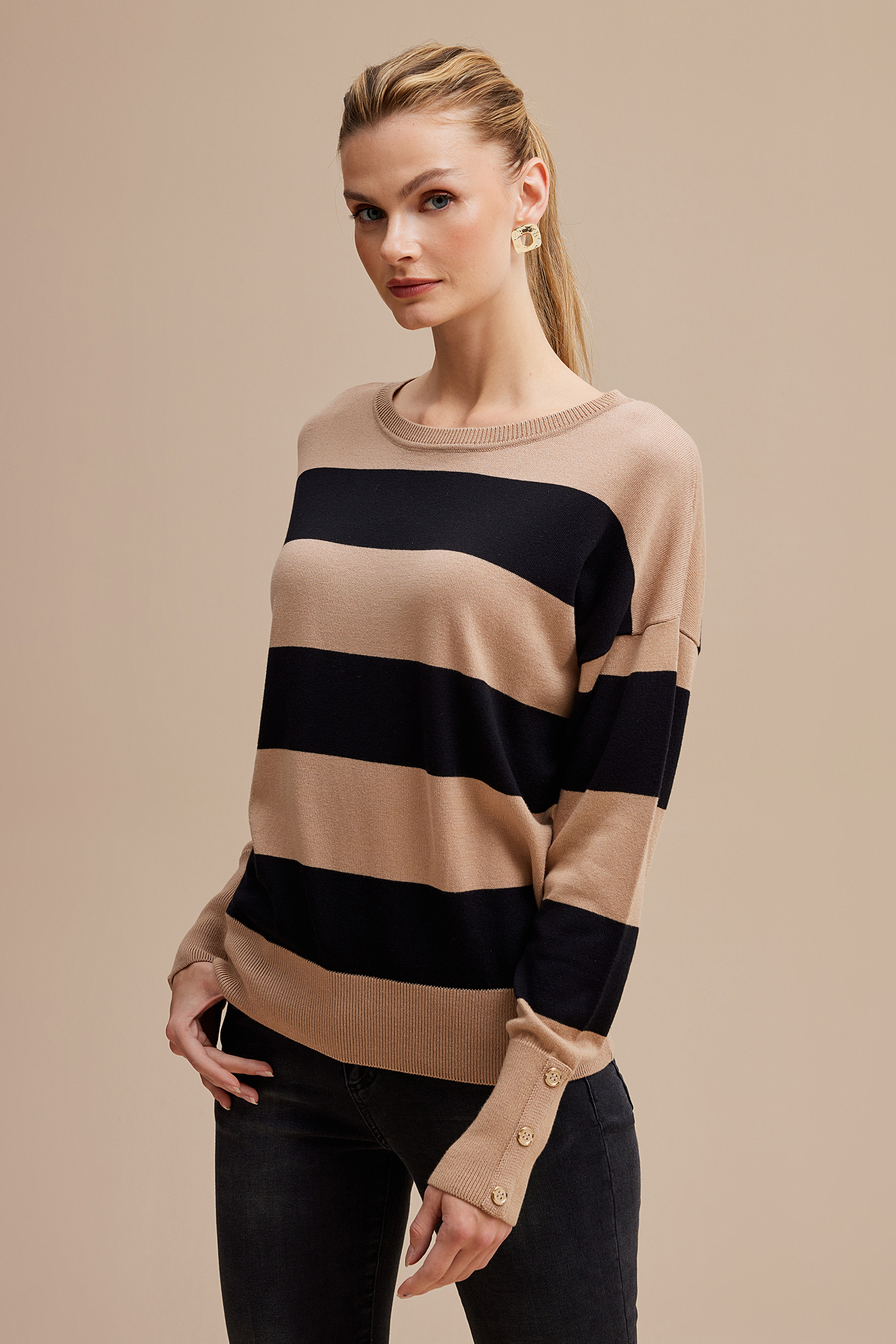 Çizgili Triko Kazak