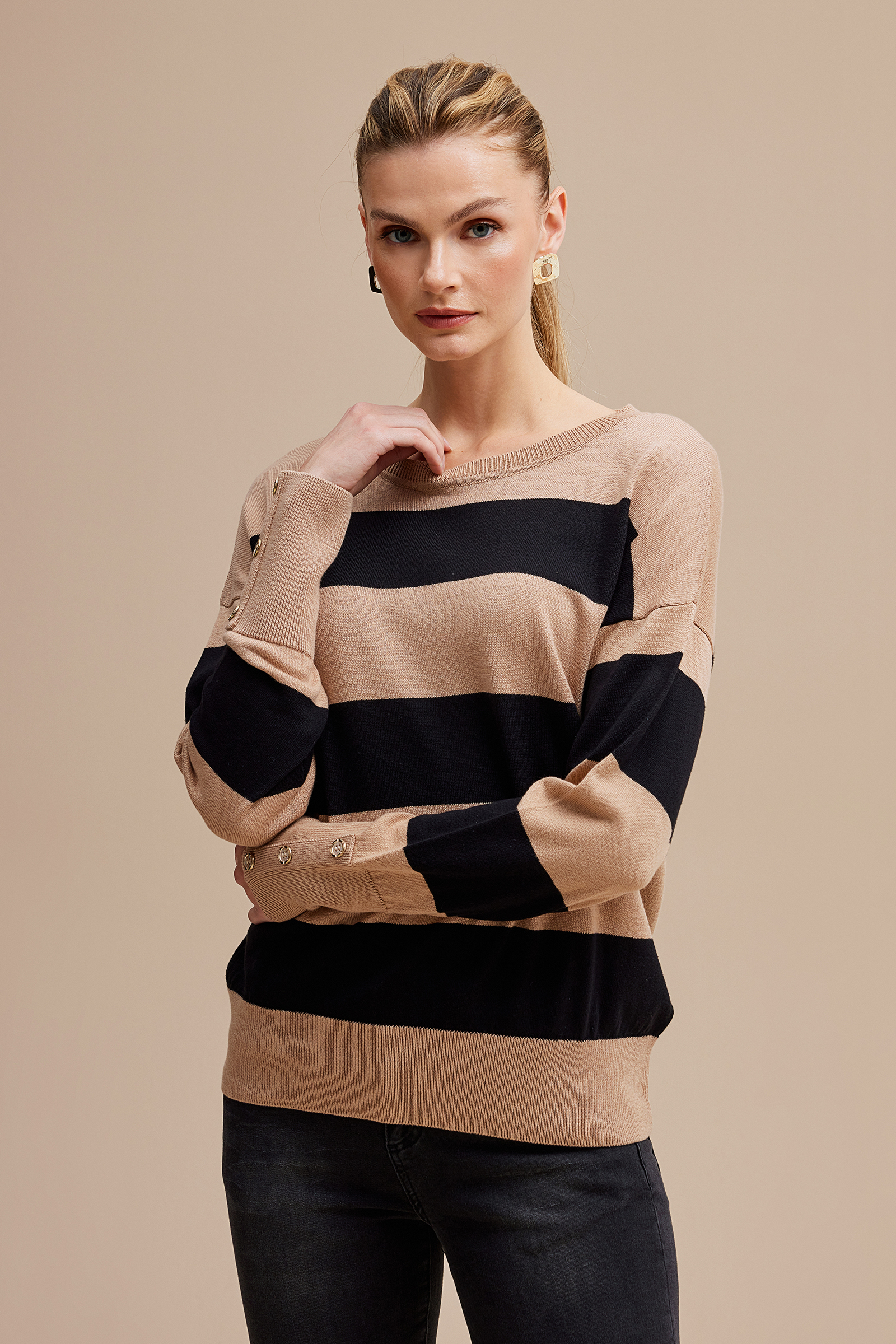 Çizgili Triko Kazak